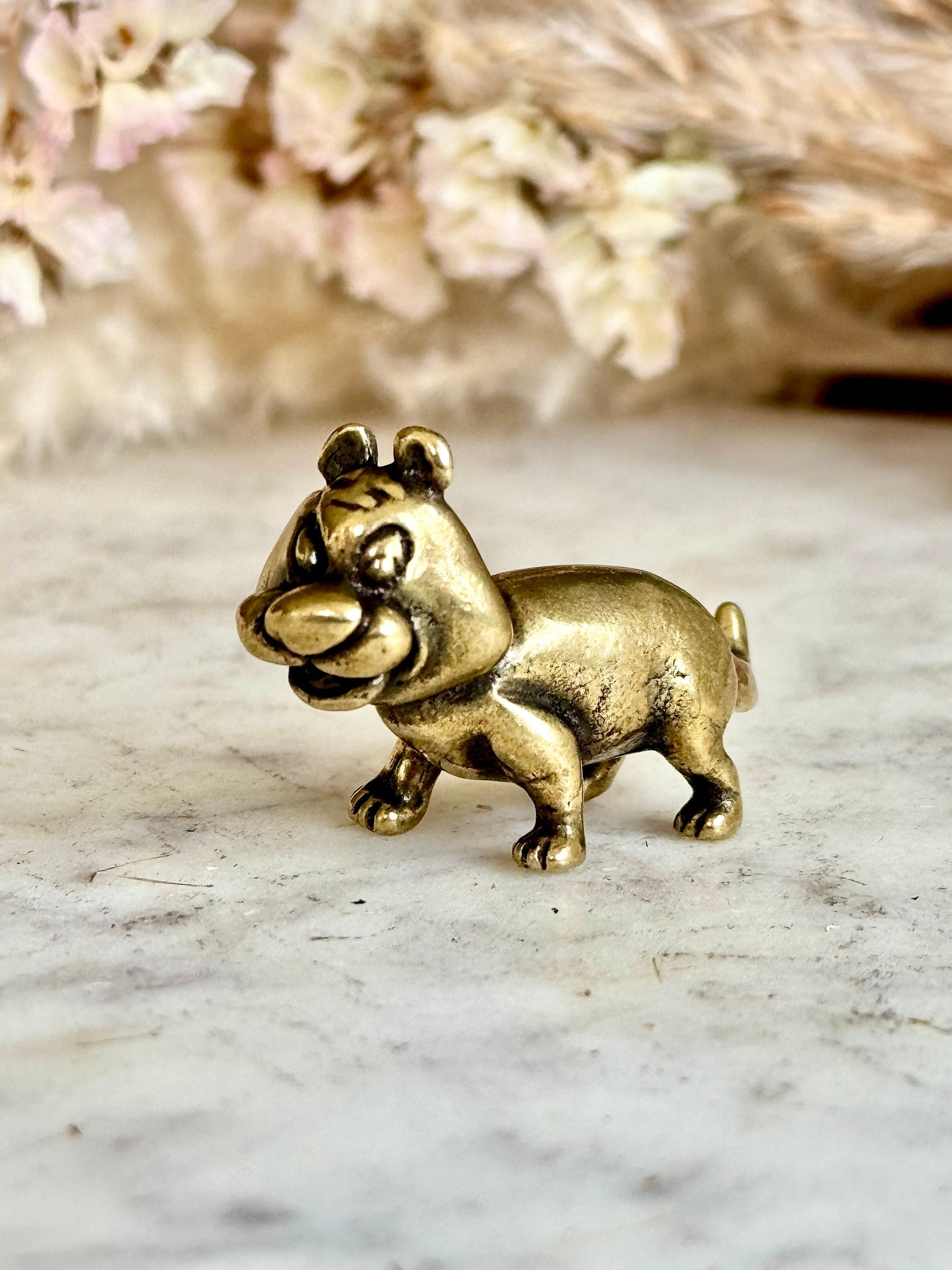 Solid brass Sneaky Asian figurine, style Tiger miniature, brass Zoo Animal Figurine, Metal tiger miniature, smiling tiger ornament