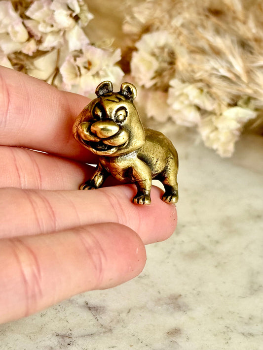 Solid brass Sneaky Asian figurine, style Tiger miniature, brass Zoo Animal Figurine, Metal tiger miniature, smiling tiger ornament