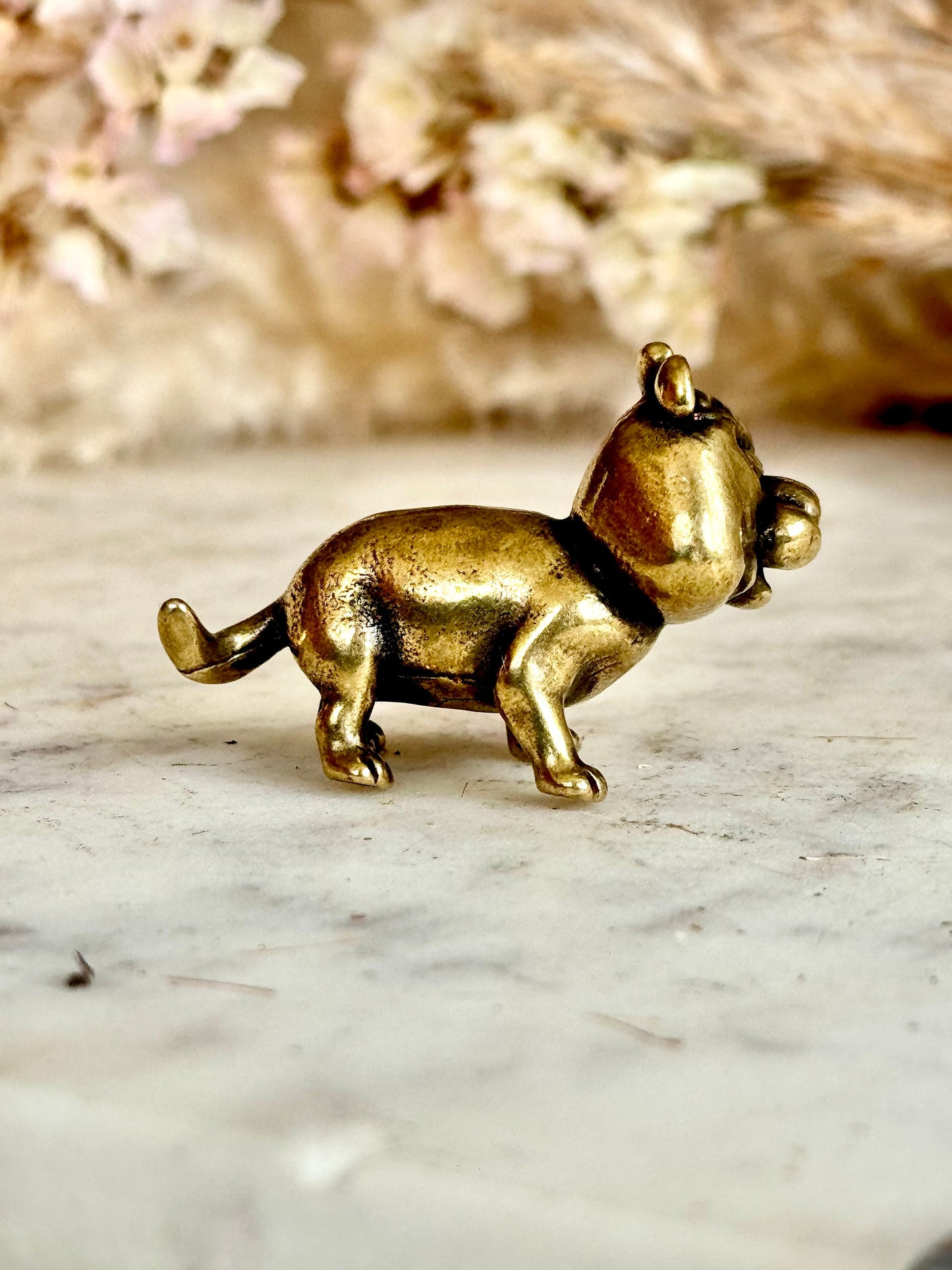 Solid brass Sneaky Asian figurine, style Tiger miniature, brass Zoo Animal Figurine, Metal tiger miniature, smiling tiger ornament