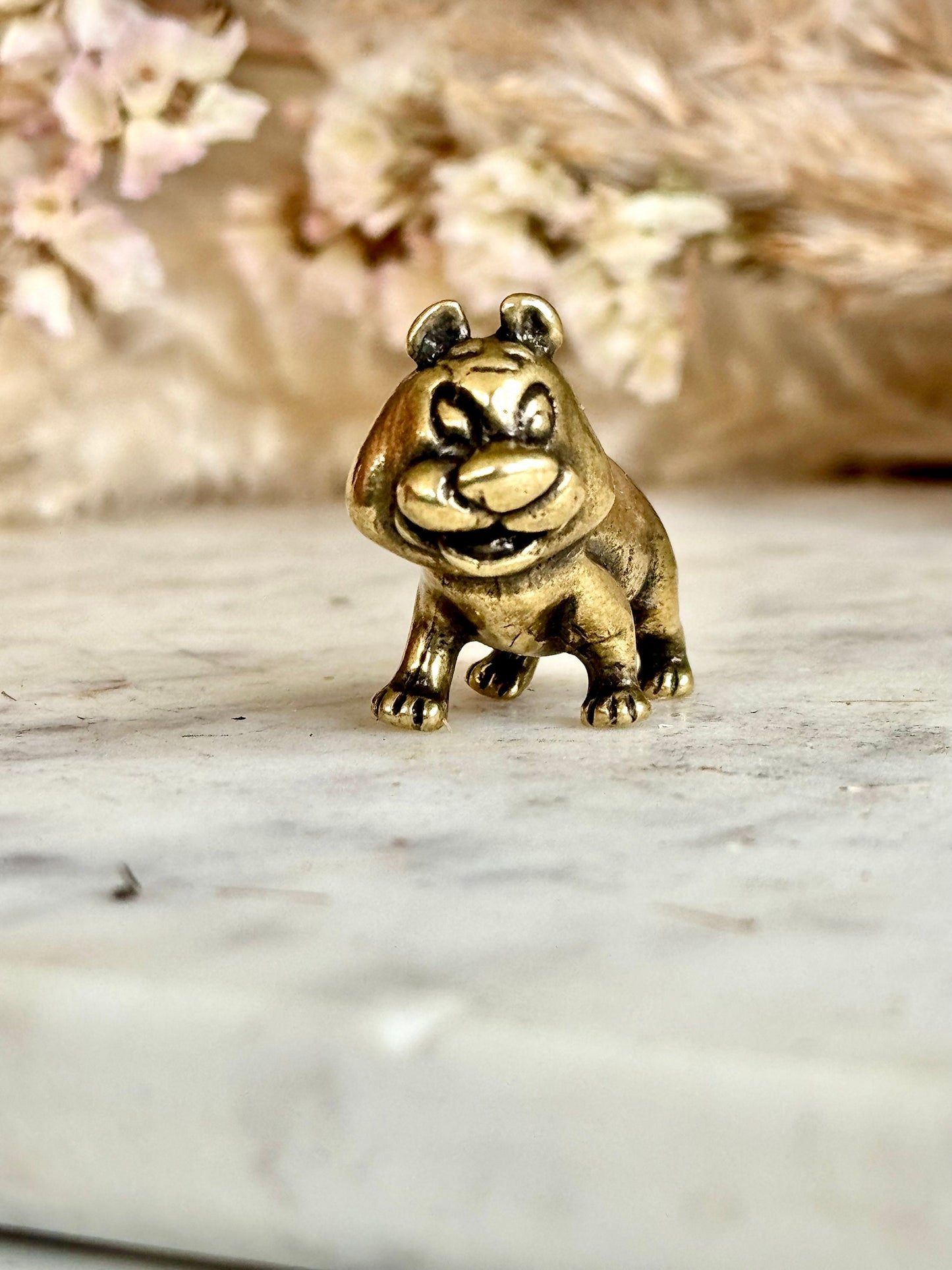 Solid brass Sneaky Asian figurine, style Tiger miniature, brass Zoo Animal Figurine, Metal tiger miniature, smiling tiger ornament