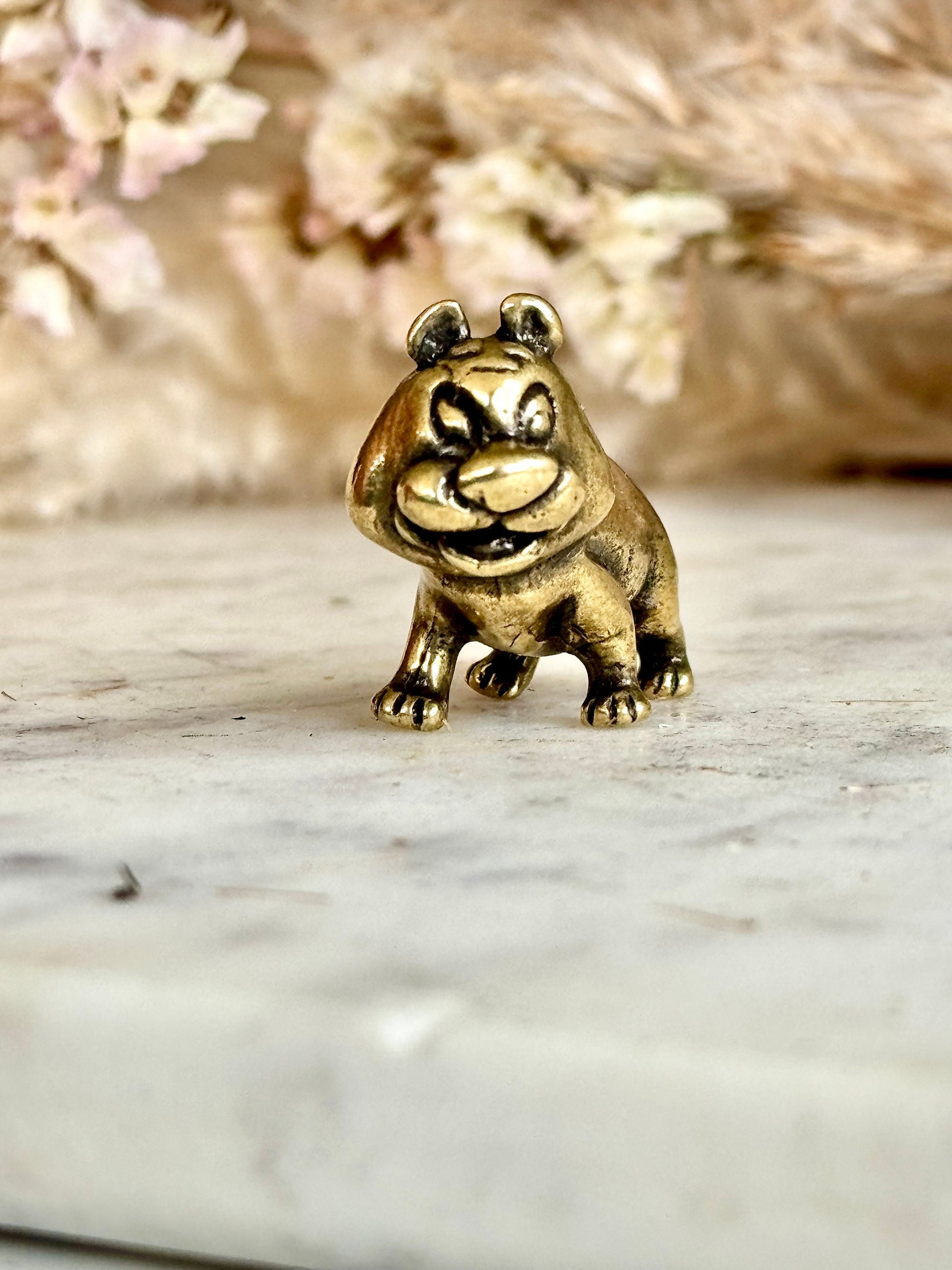 Solid brass Sneaky Asian figurine, style Tiger miniature, brass Zoo Animal Figurine, Metal tiger miniature, smiling tiger ornament