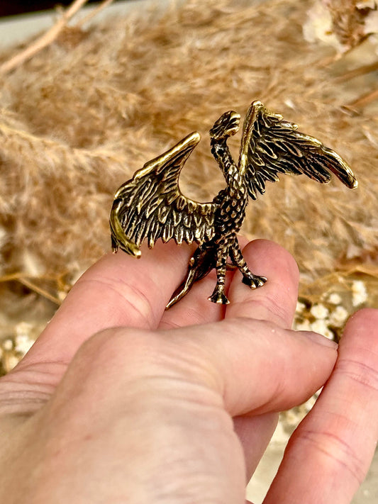 Beautiful Miniature Phoenix Statue in Solid Brass - Collectible Figurine - A Unique and Elegant Gift