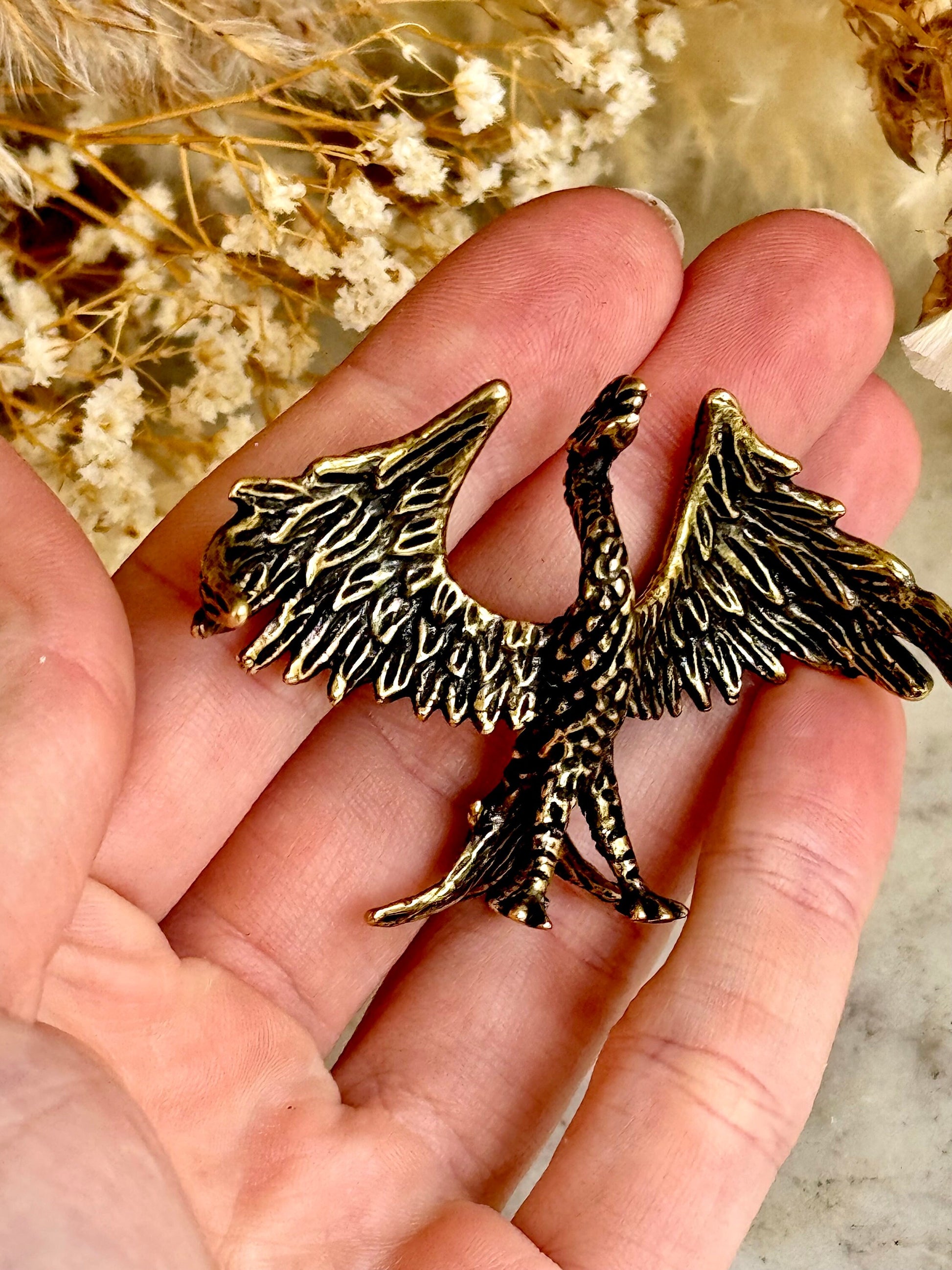 Beautiful Miniature Phoenix Statue in Solid Brass - Collectible Figurine - A Unique and Elegant Gift