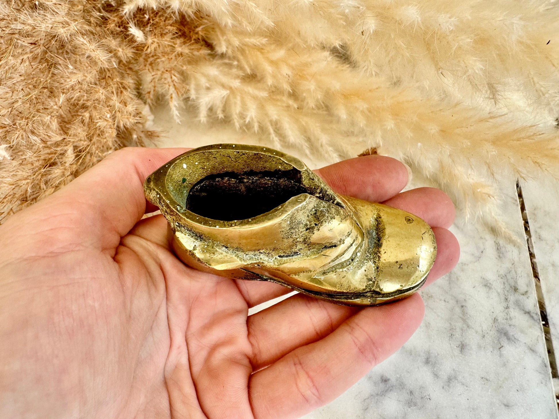 Antique Solid Brass Boot Match jar, Brass Boot Pot, home decor, Brass Decorative Boot, Brass Vase