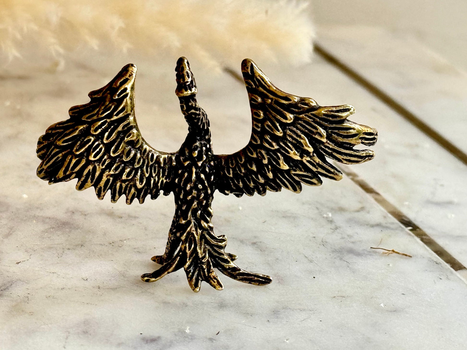 Beautiful Miniature Phoenix Statue in Solid Brass - Collectible Figurine - A Unique and Elegant Gift