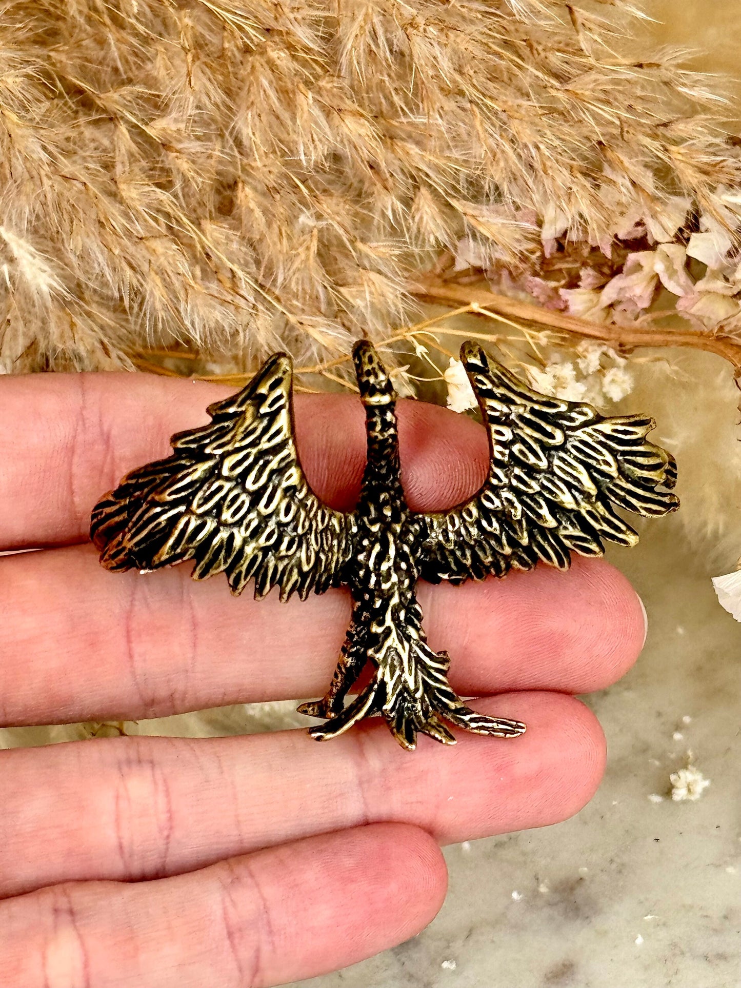 Beautiful Miniature Phoenix Statue in Solid Brass - Collectible Figurine - A Unique and Elegant Gift