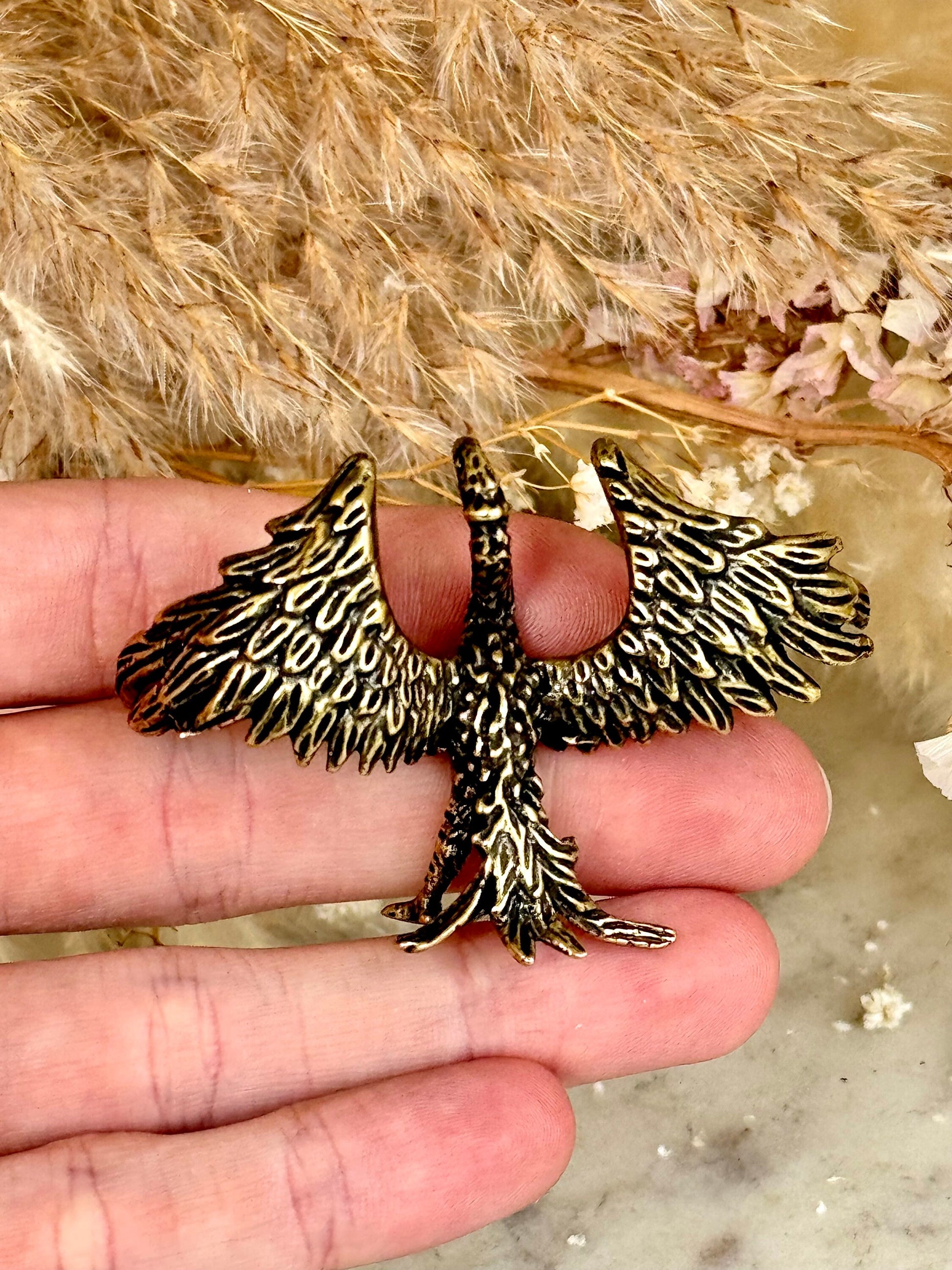 Beautiful Miniature Phoenix Statue in Solid Brass - Collectible Figurine - A Unique and Elegant Gift