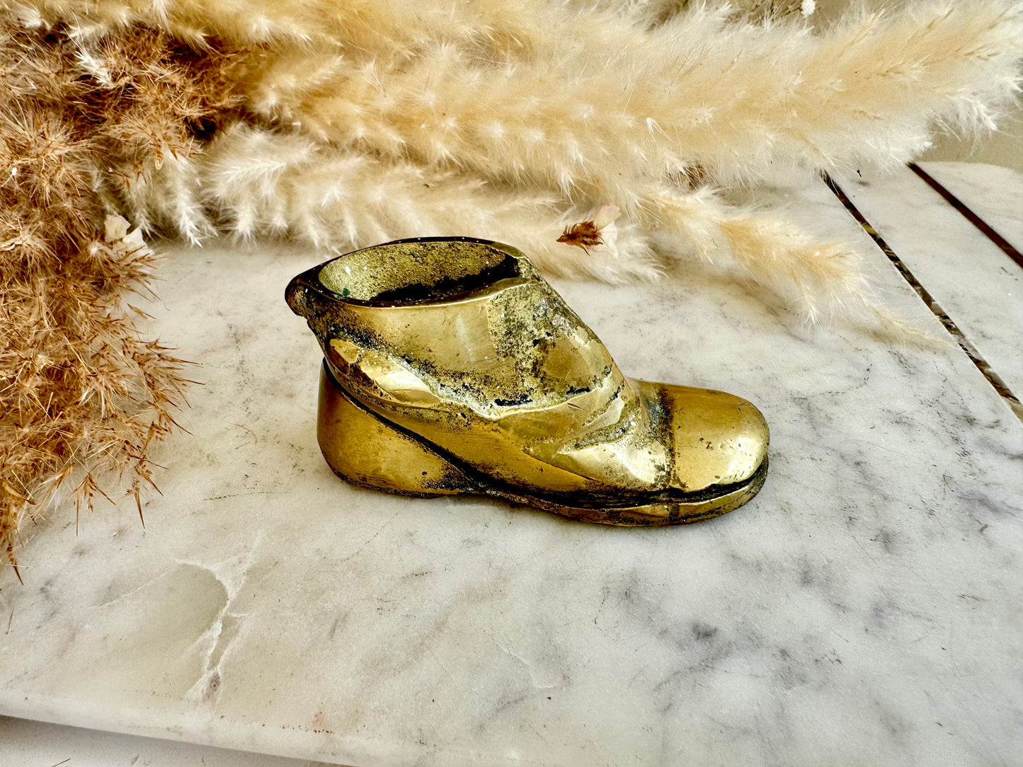 Antique Solid Brass Boot Match jar, Brass Boot Pot, home decor, Brass Decorative Boot, Brass Vase