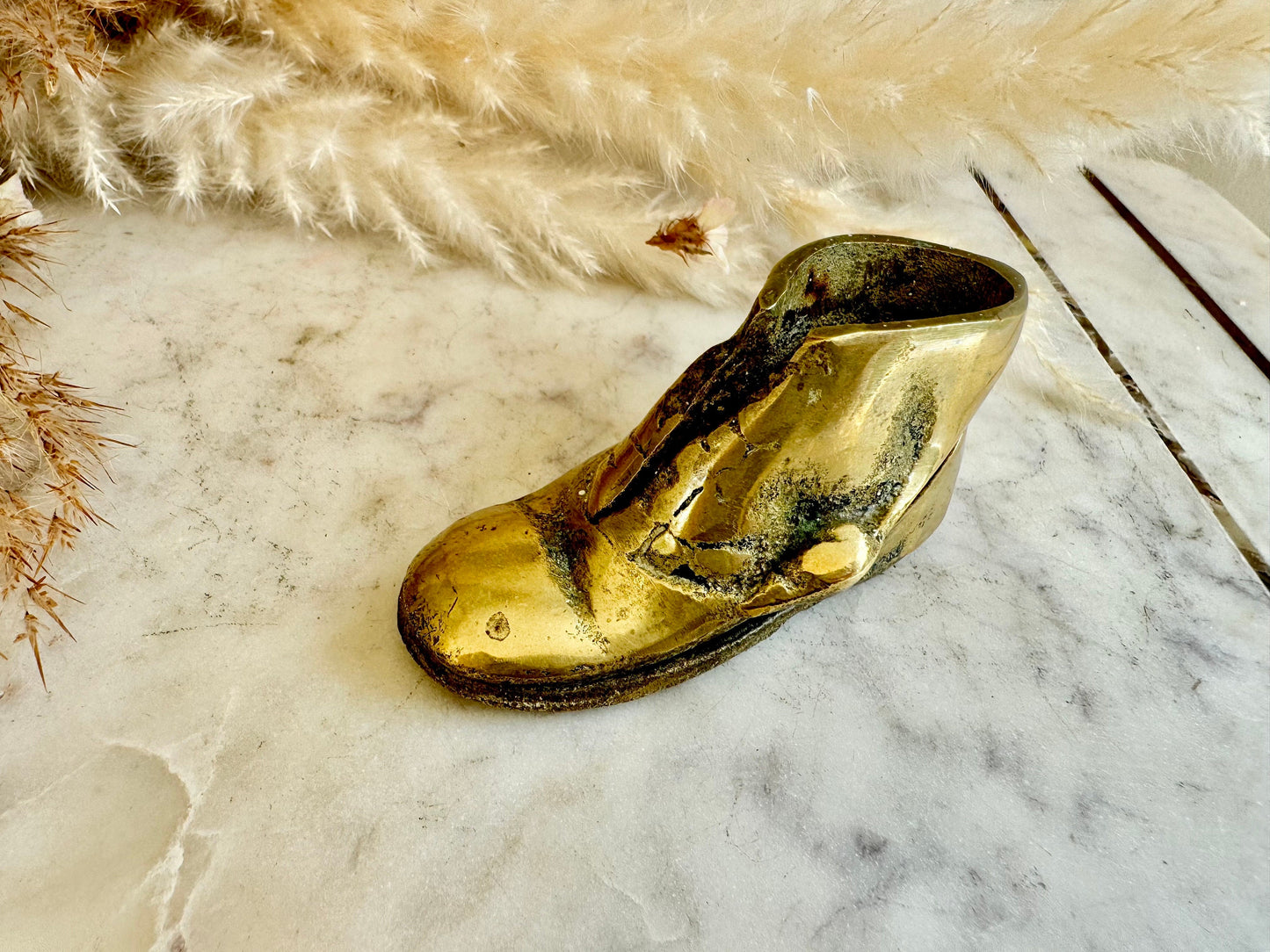 Antique Solid Brass Boot Match jar, Brass Boot Pot, home decor, Brass Decorative Boot, Brass Vase