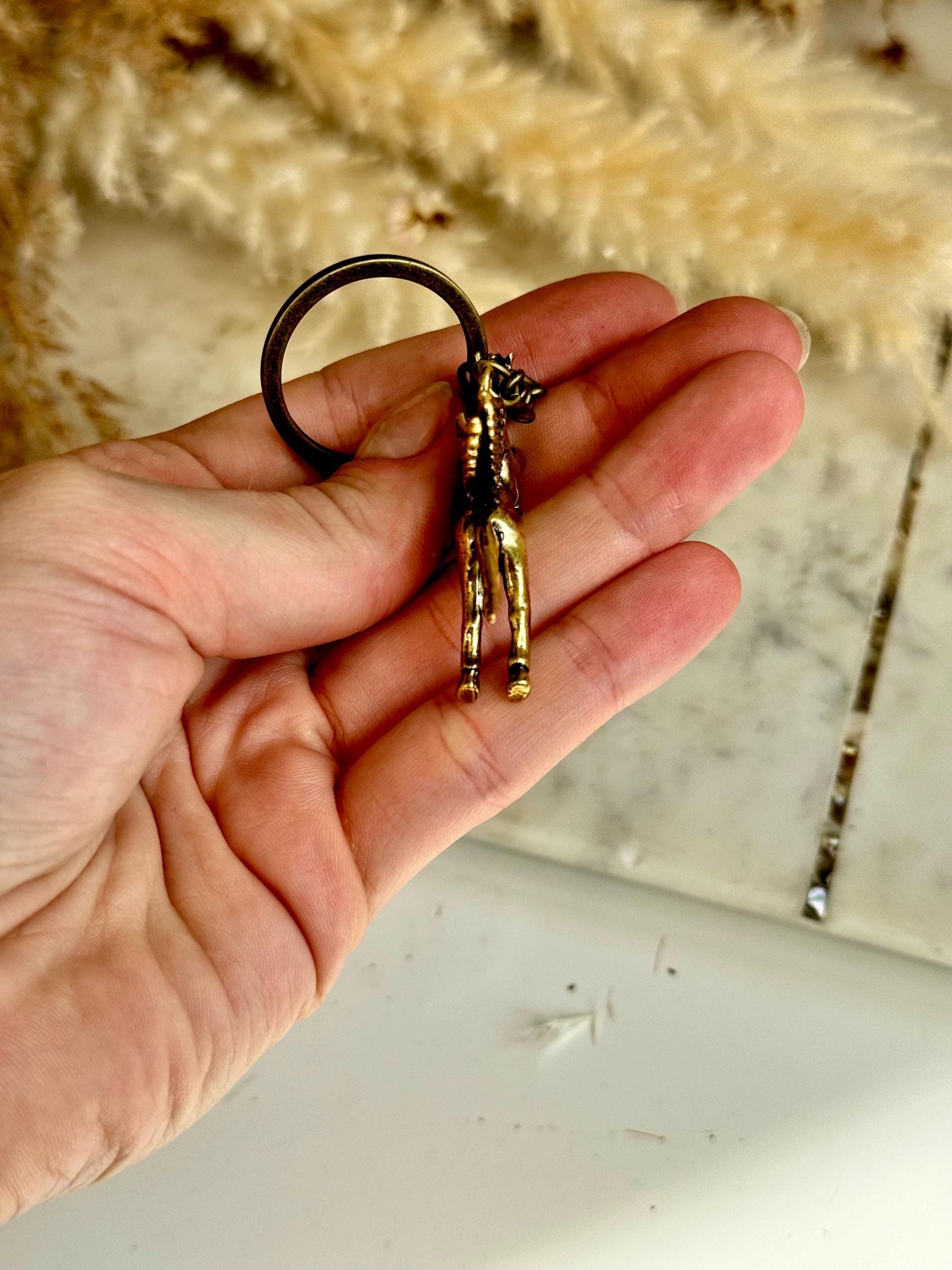 Solid Brass Horse Wings Pegasus Key Ring - Metal Lucky Charm Pendant | Mythical Horse Gift, Equestrian Accessory, Golden Pegasus Jewelry