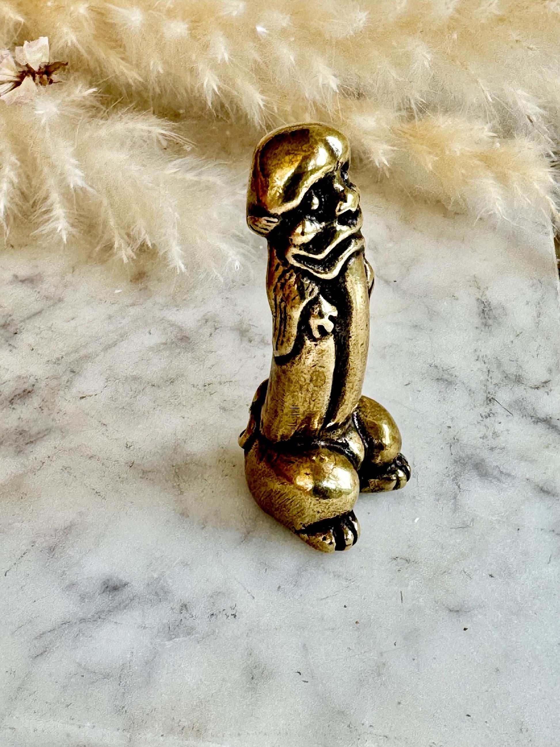 Solid brass Wise Elf Willy Penis Ornament, Hen Stag Adult Toy Gift, Magic creature Novelty Penis Shape Statuette, Willy Shape figure