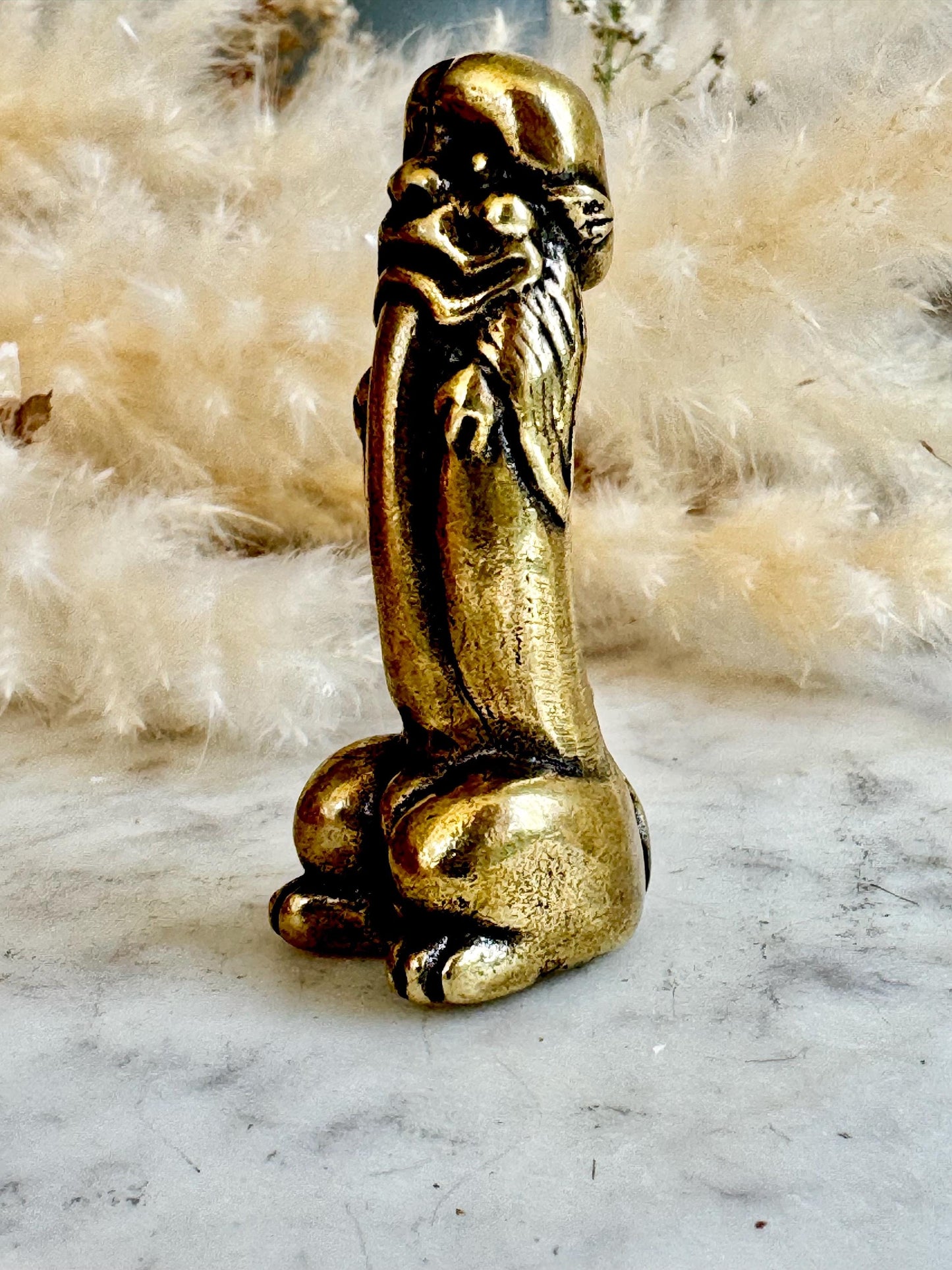 Solid brass Wise Elf Willy Penis Ornament, Hen Stag Adult Toy Gift, Magic creature Novelty Penis Shape Statuette, Willy Shape figure