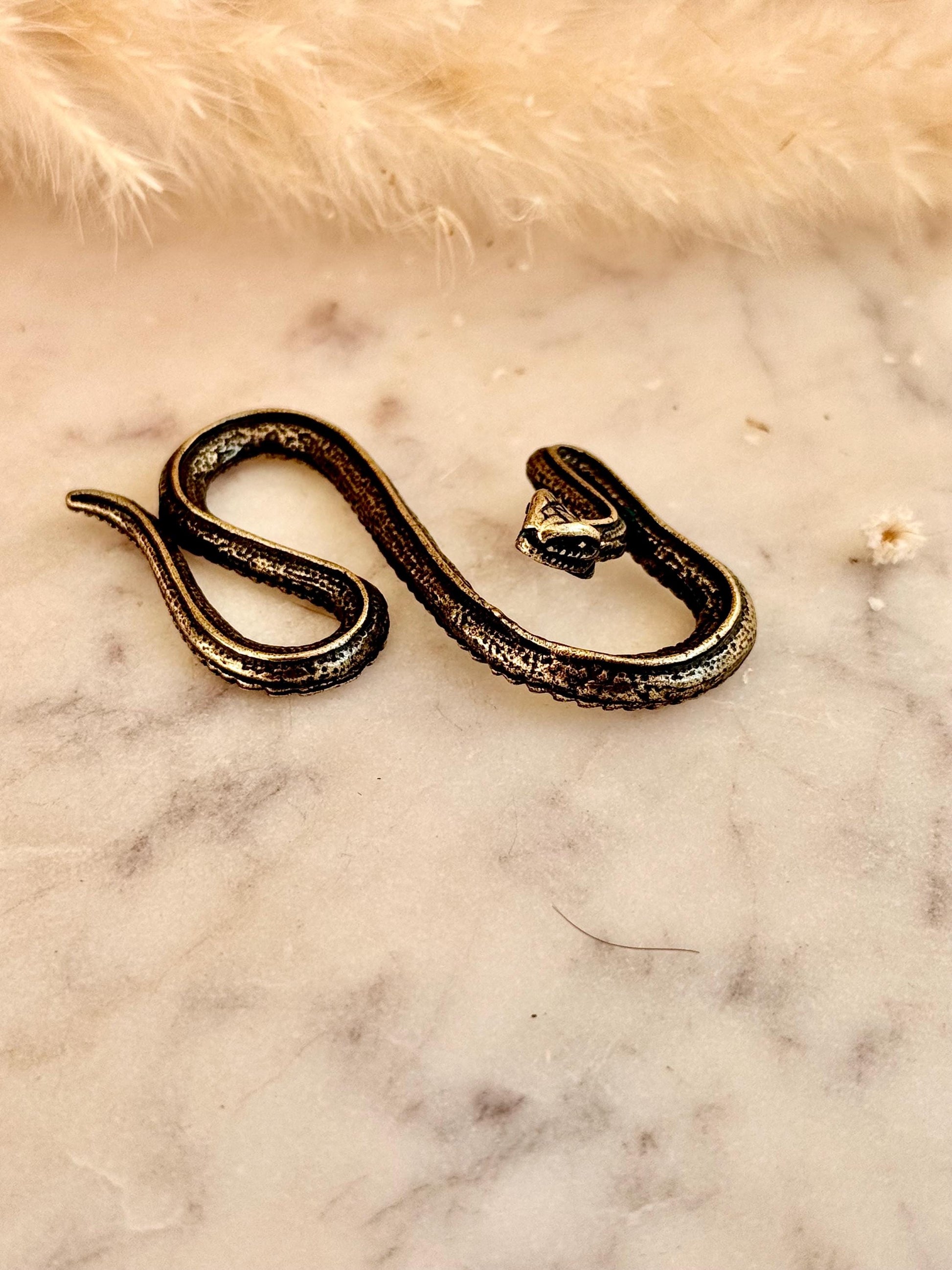 Solid Brass style Snake Ornament, Solid brass figurine Snake infinity sign, Metal snake gift