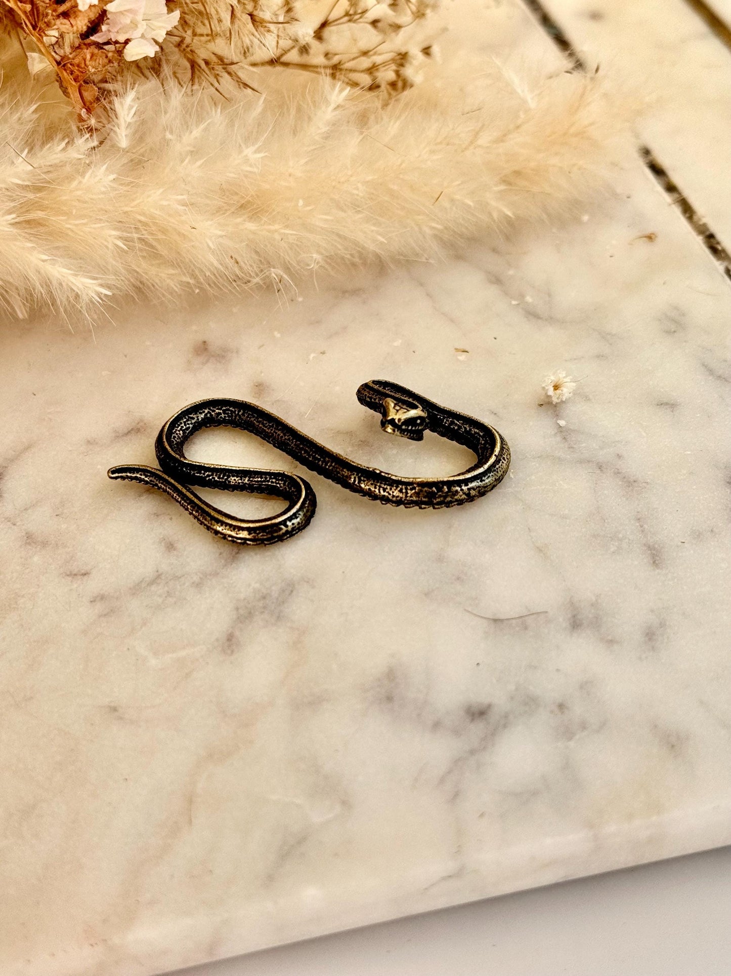 Solid Brass style Snake Ornament, Solid brass figurine Snake infinity sign, Metal snake gift