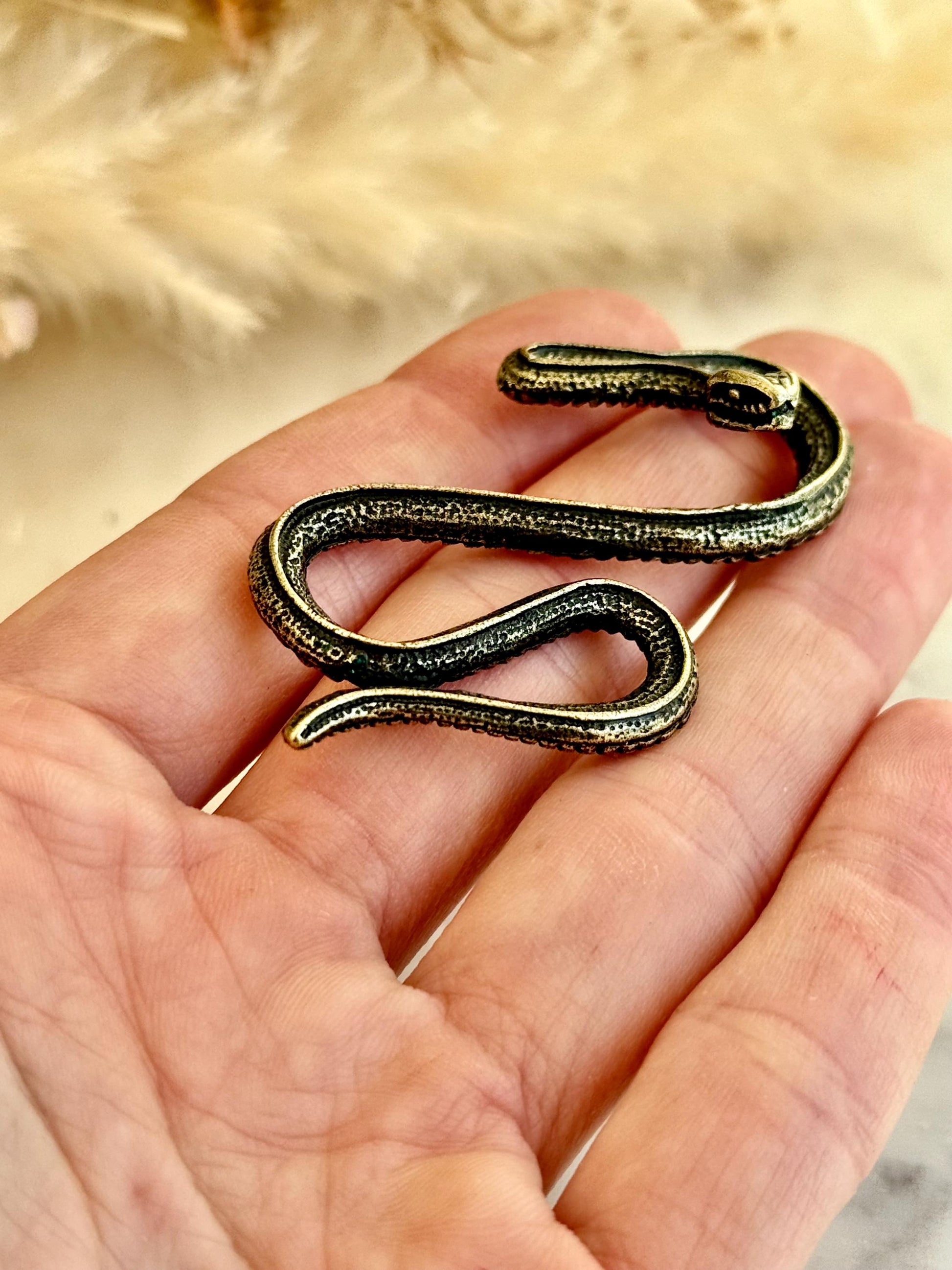 Solid Brass style Snake Ornament, Solid brass figurine Snake infinity sign, Metal snake gift
