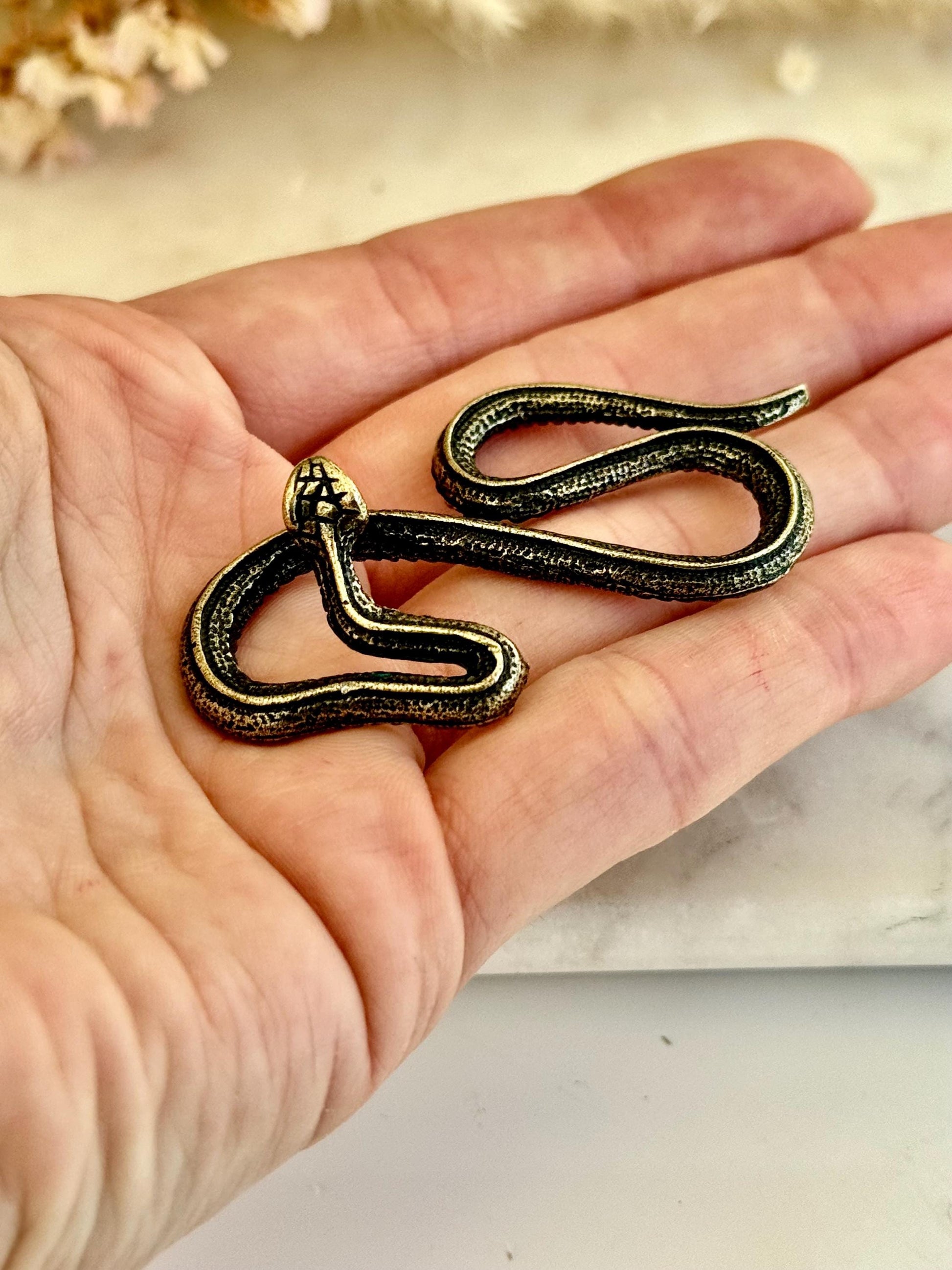 Solid Brass style Snake Ornament, Solid brass figurine Snake infinity sign, Metal snake gift