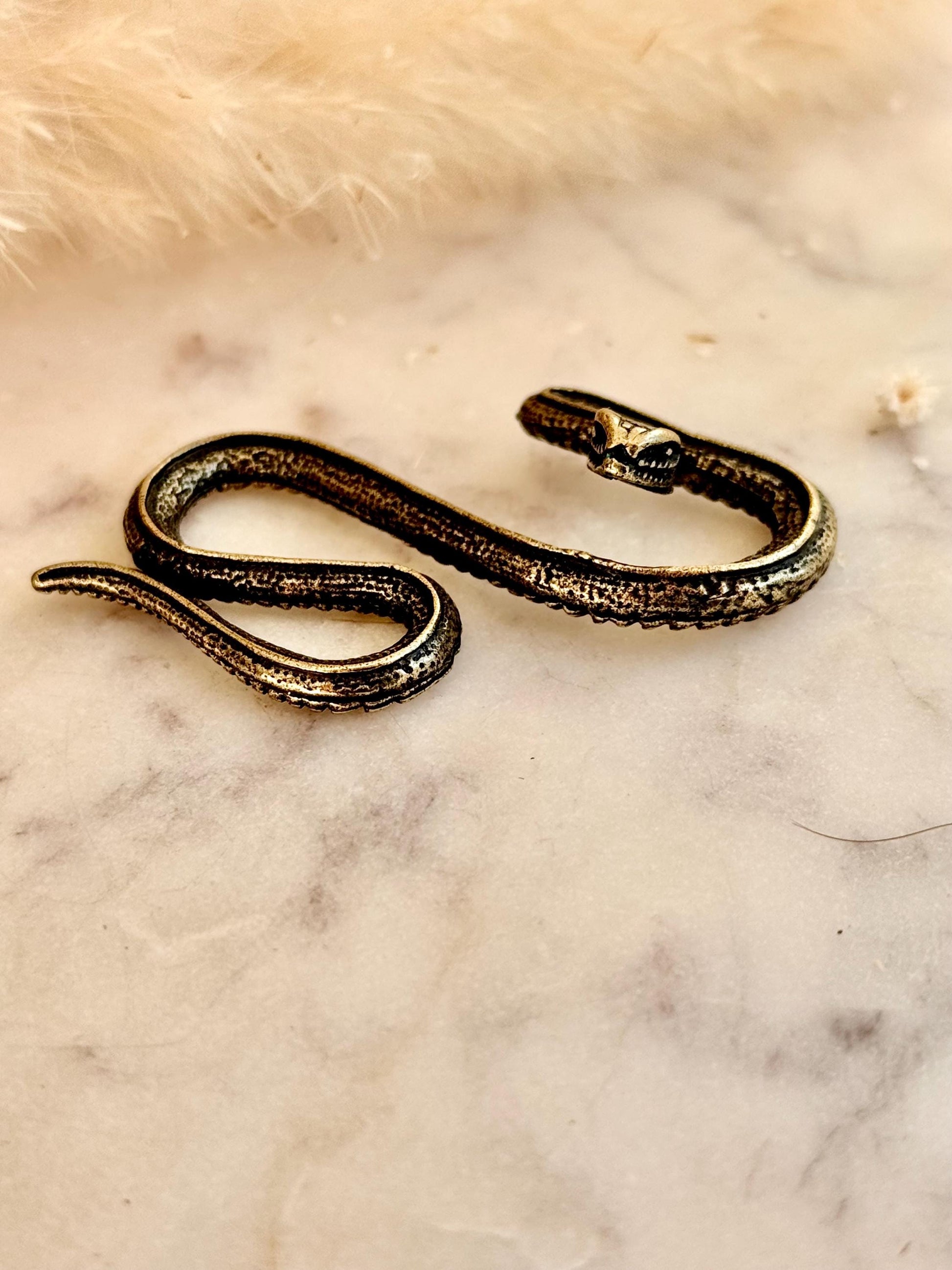 Solid Brass style Snake Ornament, Solid brass figurine Snake infinity sign, Metal snake gift