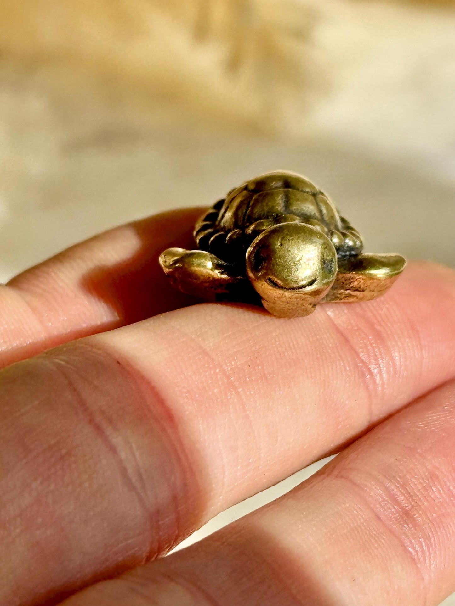 Tiny Love Turtle figurine, Fine solid brass ornament, Turtle with a heart ornament, adorable sea creature gift, tortoise metal ornament