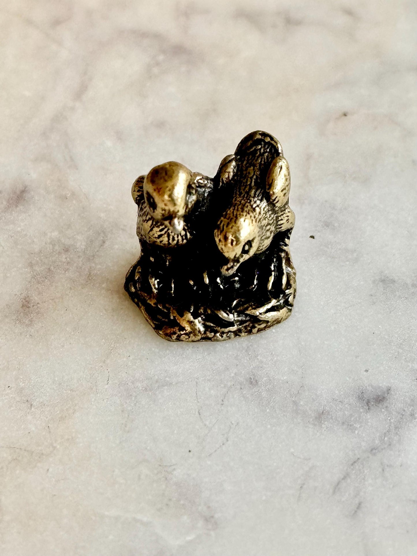 Two little chicks solid brass figurine, brass chicks figurine chicken decor farmhouse rustic modern cottagecore miniatures animals
