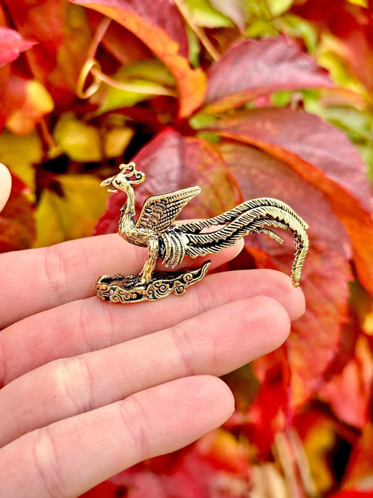 Solid Brass Nobel Phoenix Figurine, Bird of paradise Brass Ornament, creative Fire bird Figure