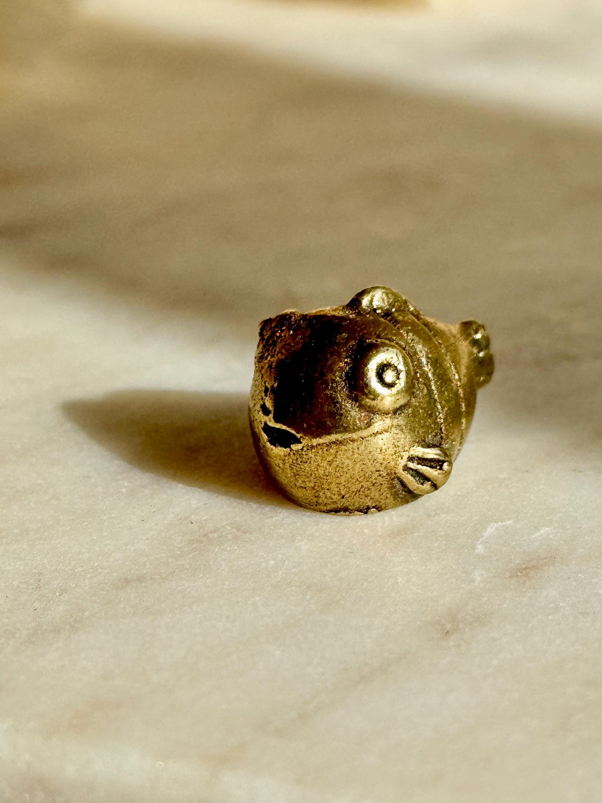Adorable Happy baby Fish Figurine, Solid Brass fish statue, metal fish Sculpture, Smiling Fish trinket, Fish Decor, Nautical Gift