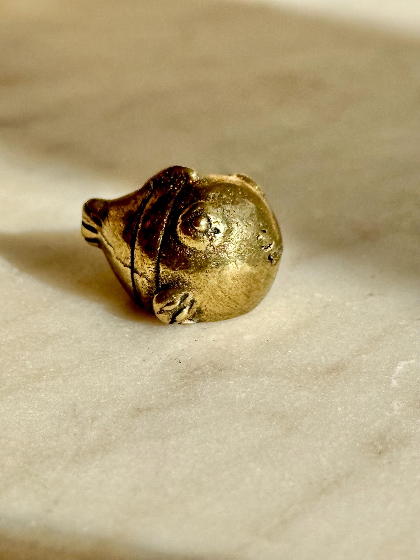 Adorable Happy baby Fish Figurine, Solid Brass fish statue, metal fish Sculpture, Smiling Fish trinket, Fish Decor, Nautical Gift