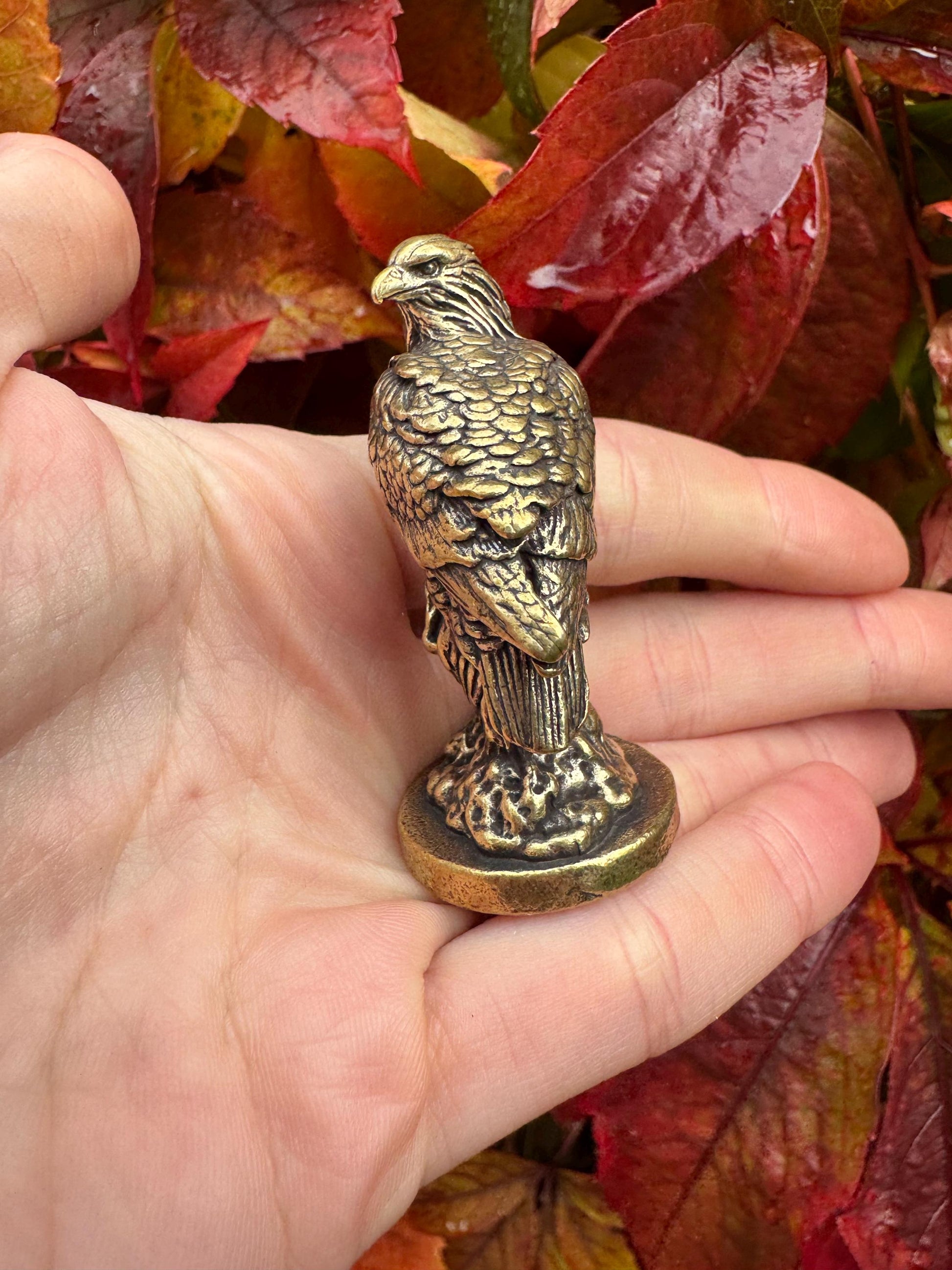 Solid Brass Proud Eagle statuette, fine lifelike solid brass Eagle figurine, golden eagle decor, USA patriot gift, brass eagle figurine