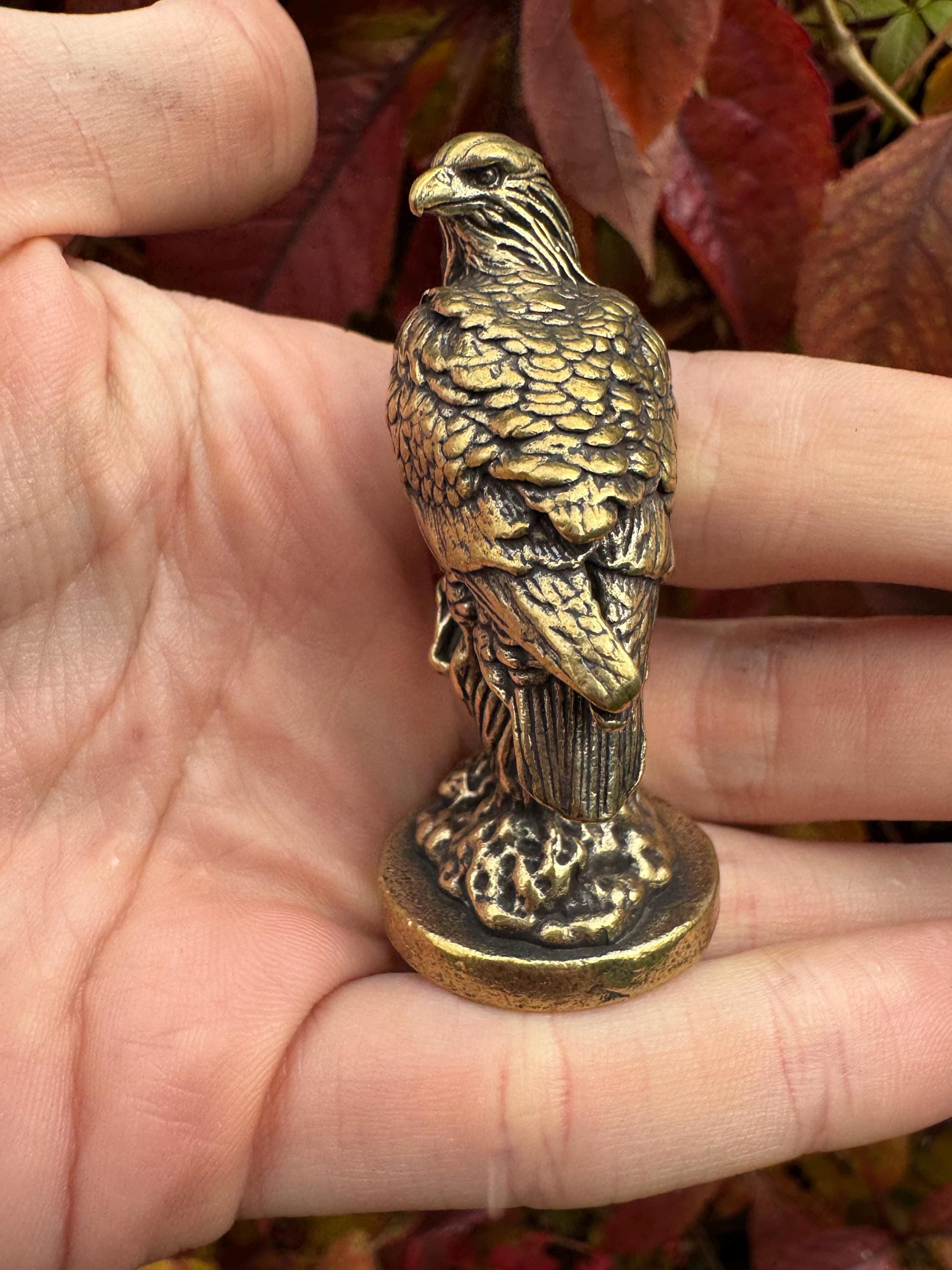 Solid Brass Proud Eagle statuette, fine lifelike solid brass Eagle figurine, golden eagle decor, USA patriot gift, brass eagle figurine