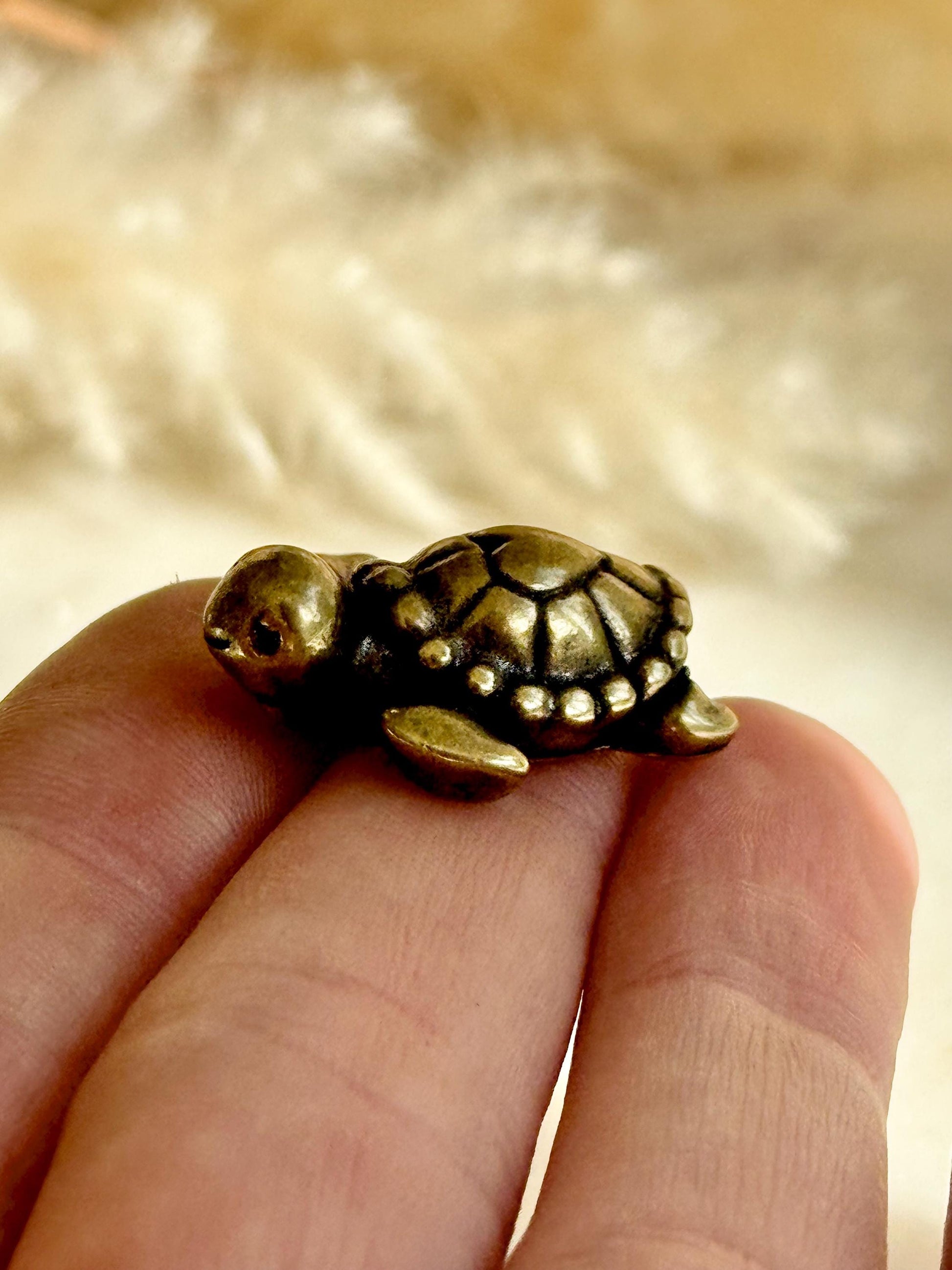 Tiny Love Turtle figurine, Fine solid brass ornament, Turtle with a heart ornament, adorable sea creature gift, tortoise metal ornament