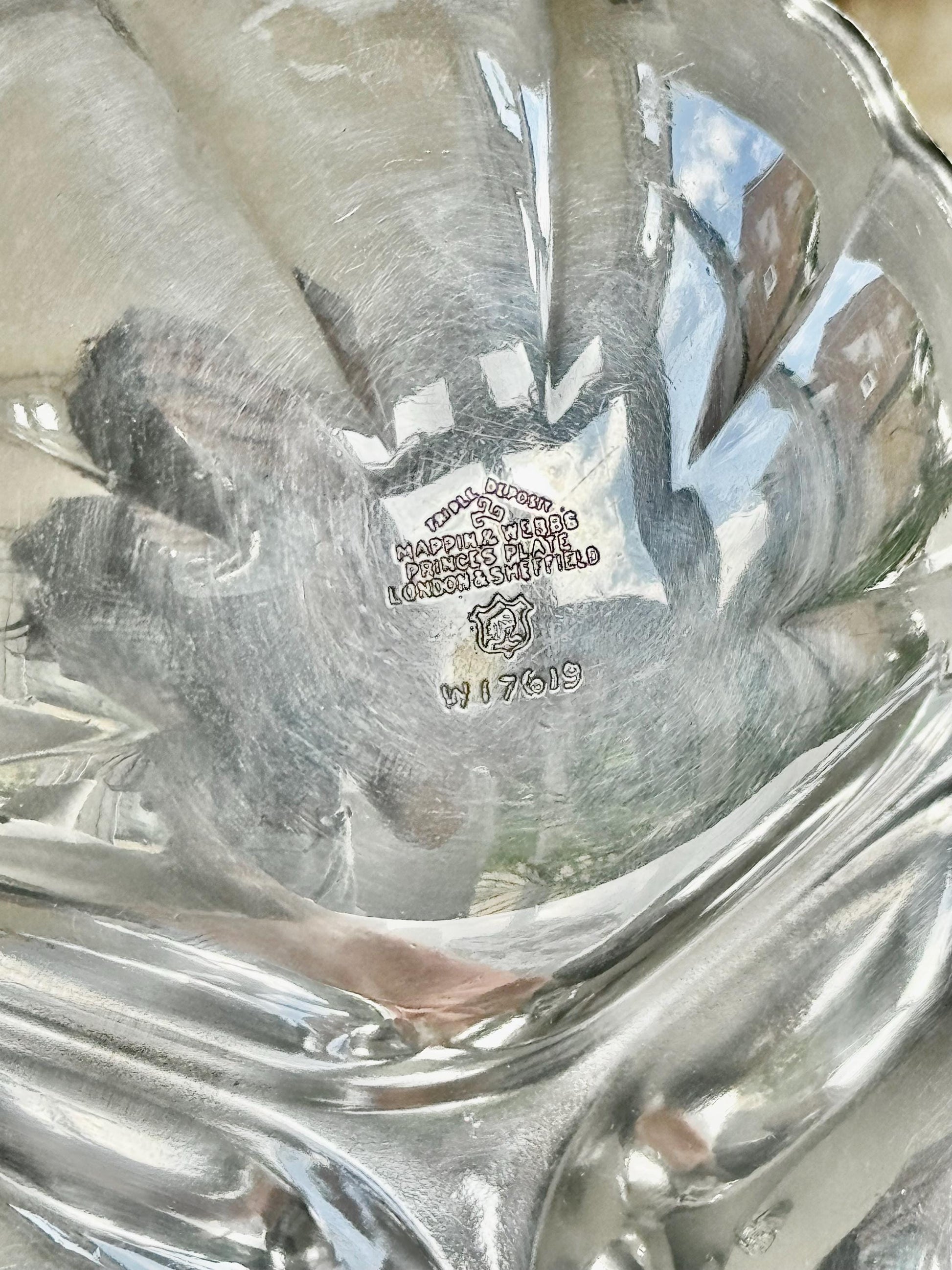 Antique Art Deco silver plate Butter shell Vintage Dish Clam Scallop Shell Bonbon Trinket Silver Plate Double Shell with a Handle