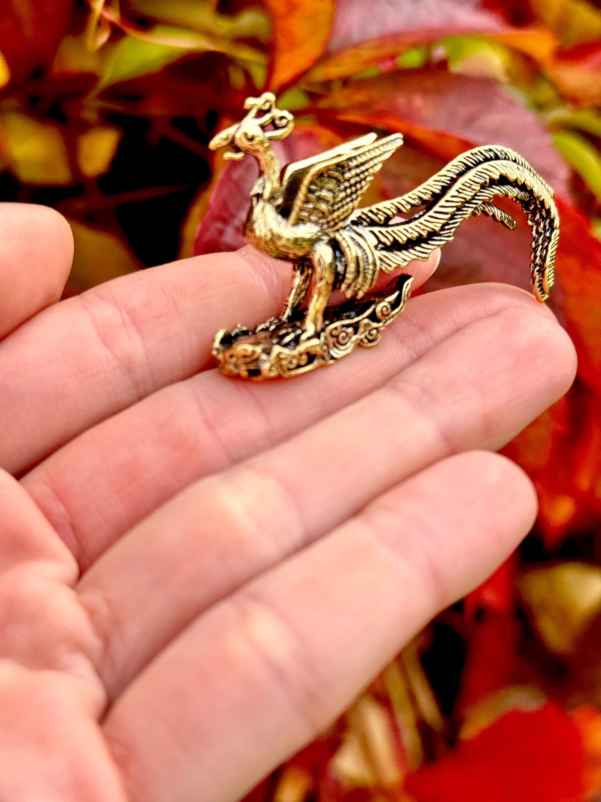 Solid Brass Nobel Phoenix Figurine, Bird of paradise Brass Ornament, creative Fire bird Figure