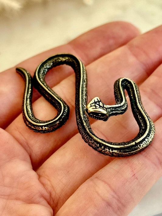 Solid Brass style Snake Ornament, Solid brass figurine Snake infinity sign, Metal snake gift