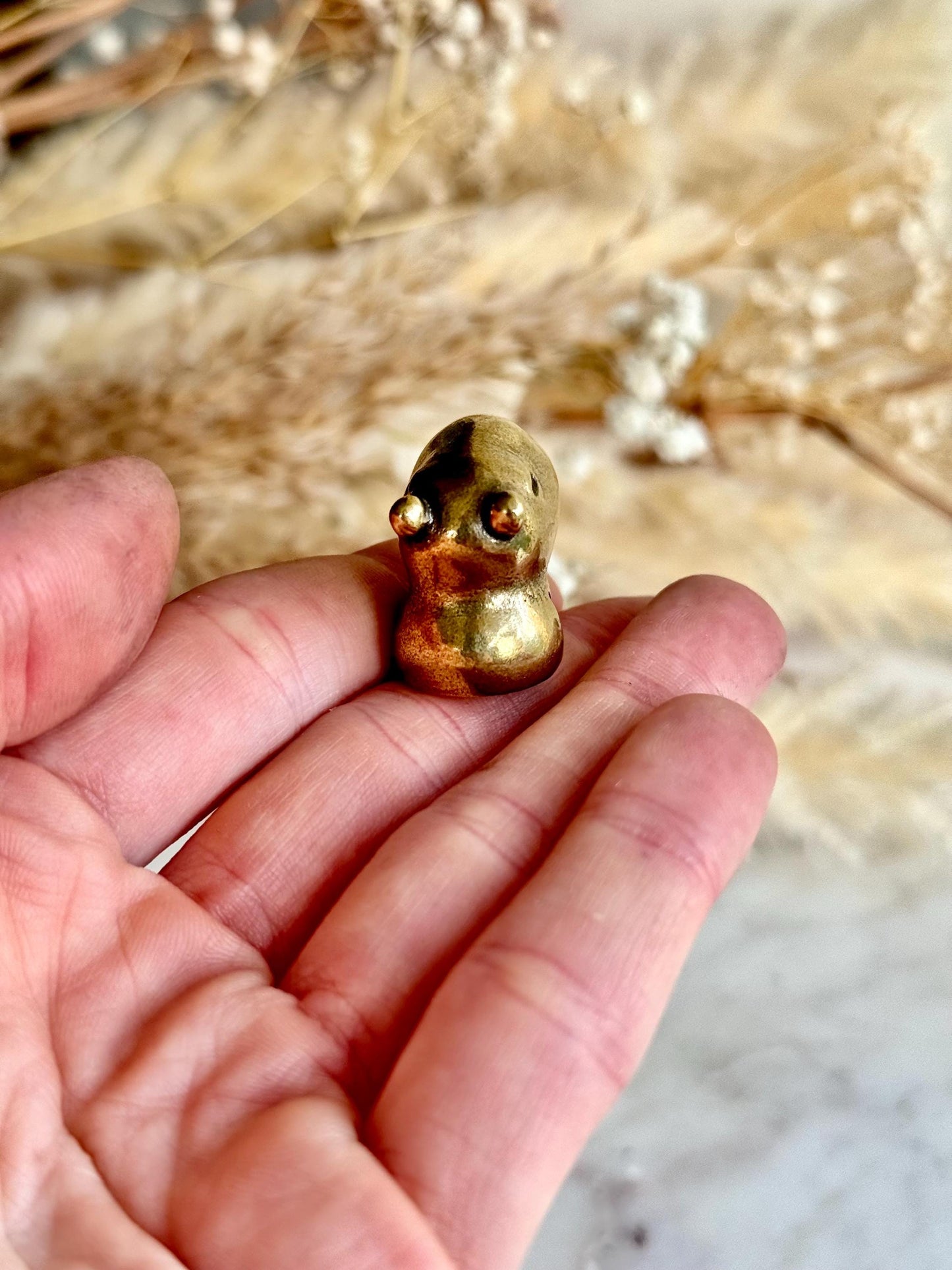 Tiny Brass Capybara, Whimsical Animal Figurine, Treasure Capybara, Cute Capybara Desk Buddy, Unique Gift for Collectors