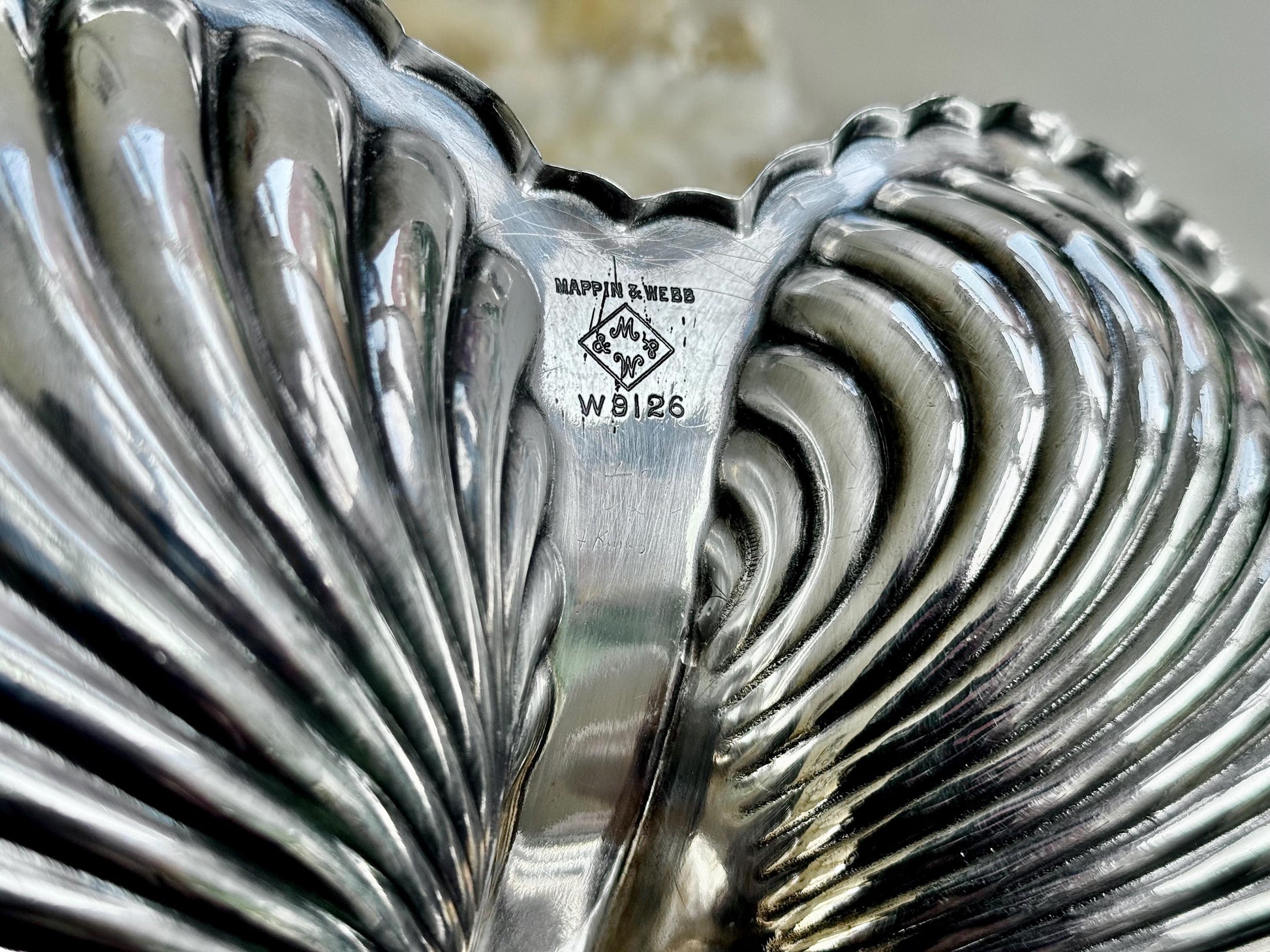 Antique Art Deco silver plate Butter shell Vintage Dish Clam Scallop Shell Bonbon Trinket Silver Plate Double Shell with a Handle