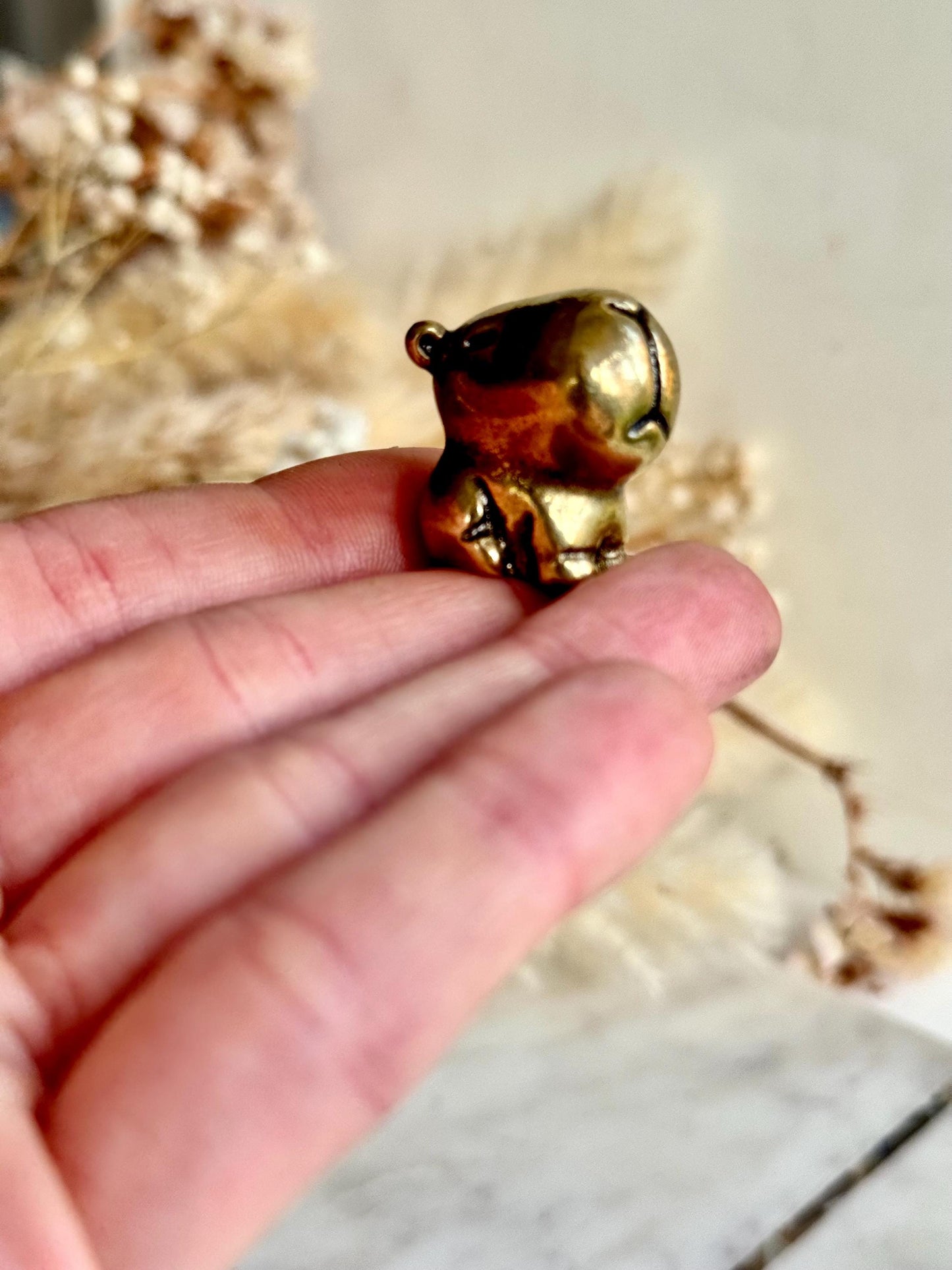 Tiny Brass Capybara, Whimsical Animal Figurine, Treasure Capybara, Cute Capybara Desk Buddy, Unique Gift for Collectors