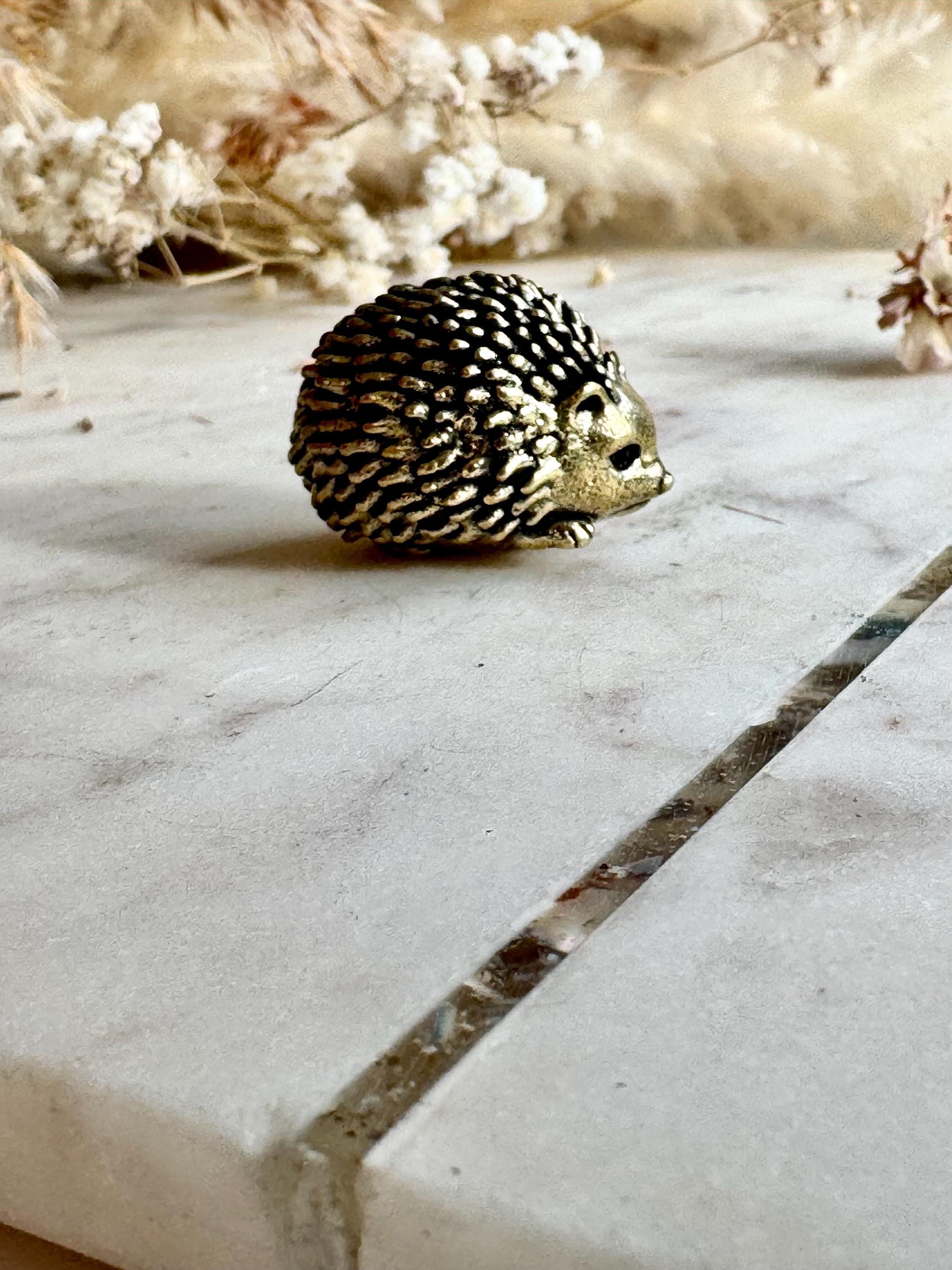 Cute Hedgehog miniature, solid brass hedgehog figurine, Forest animal, Little hedgehog statuette