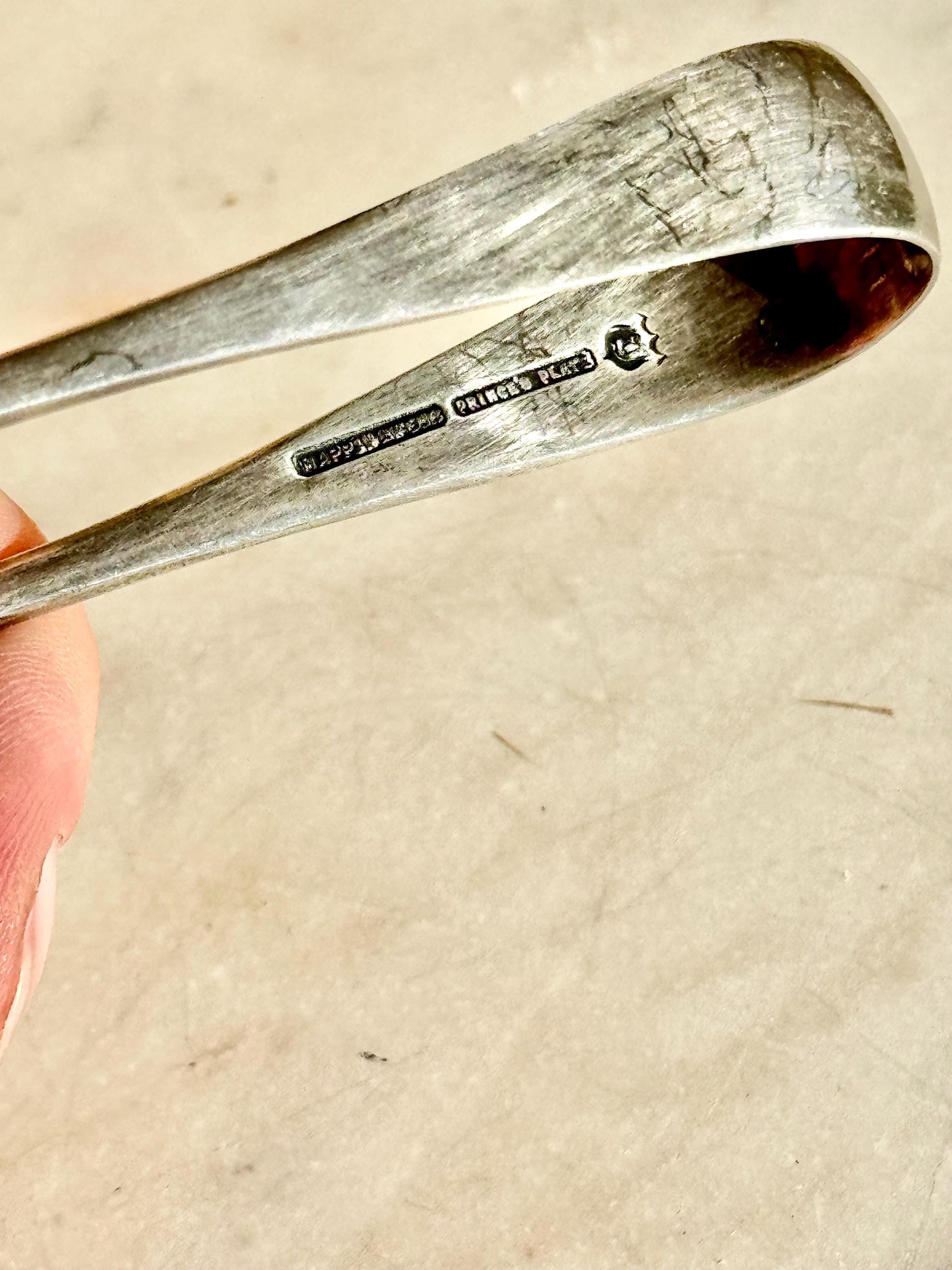 Antique English Silver-Plated Sugar Cube Tongs, Victorian Style Miniature Serving Tongs, British Collectible Tea Accessory