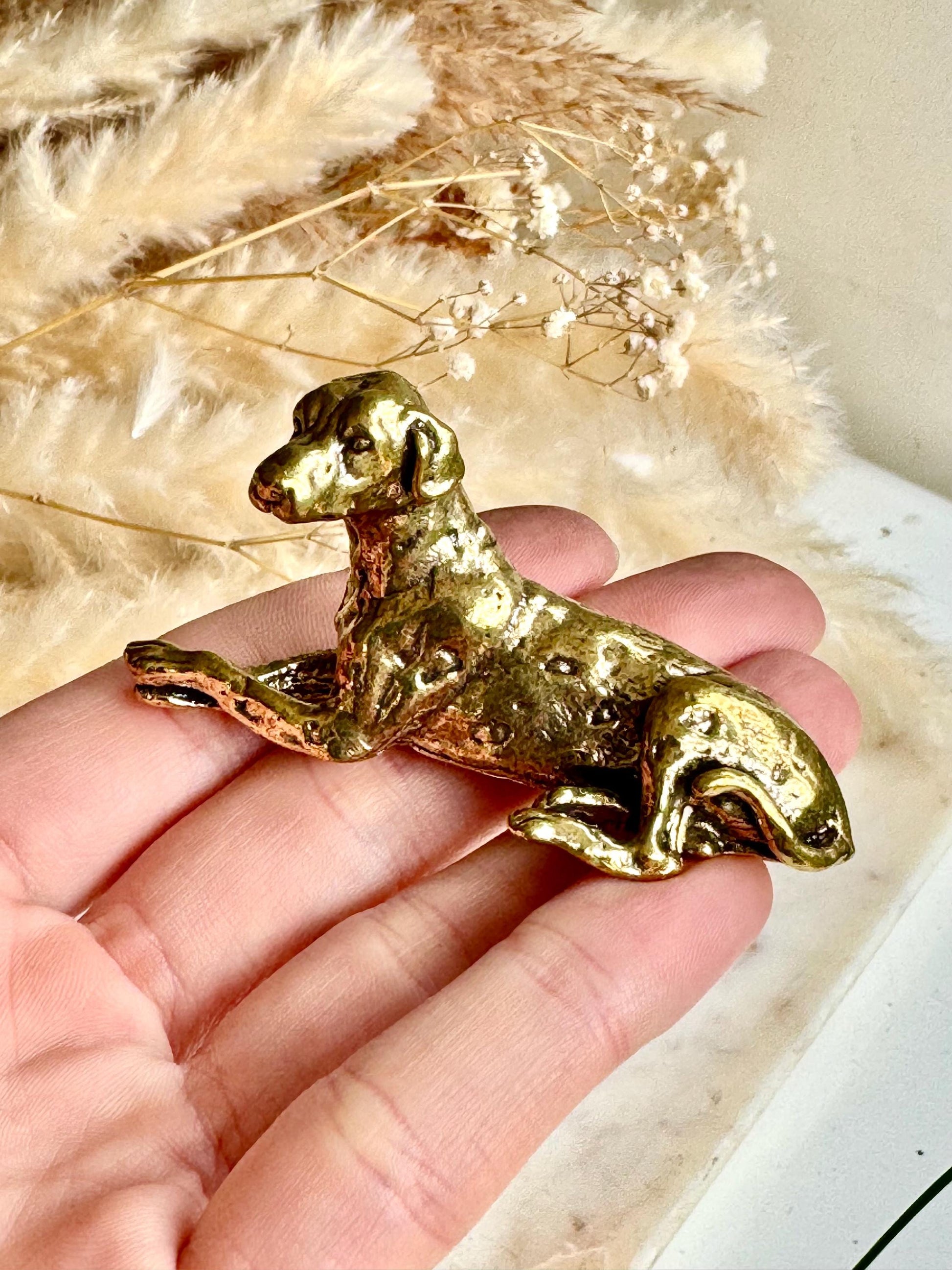Solid Brass Dalmatian Dog Figurine, Elegant Collectible Ornament, Decorative Home Accent for Dog Lovers