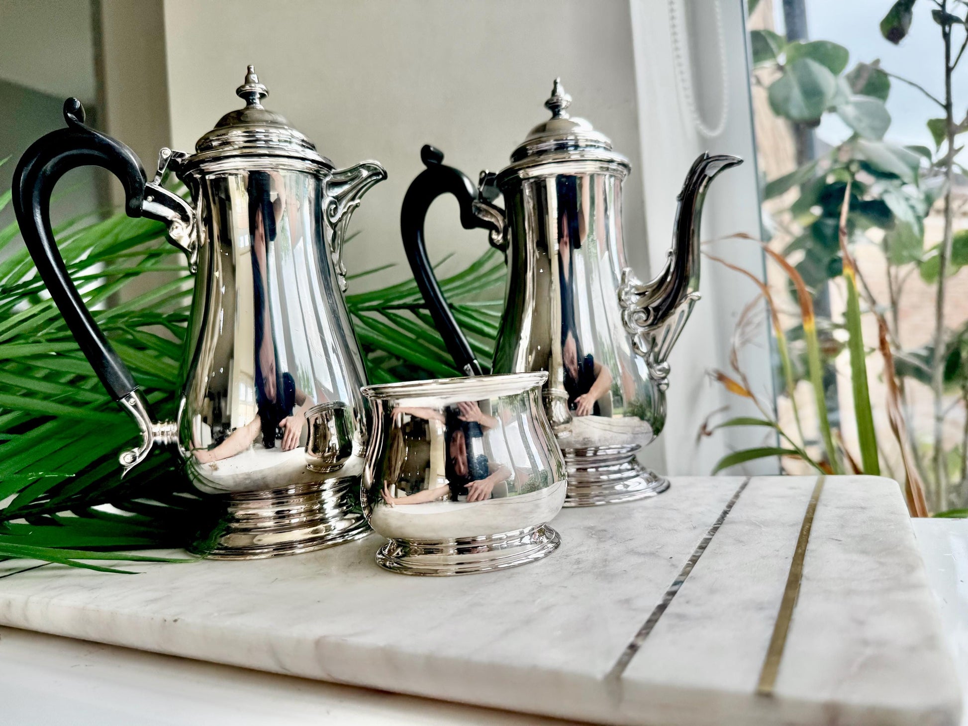 Vintage Walker & Hall Silver Plated Three-Piece Tea and Coffee Set – Made in England