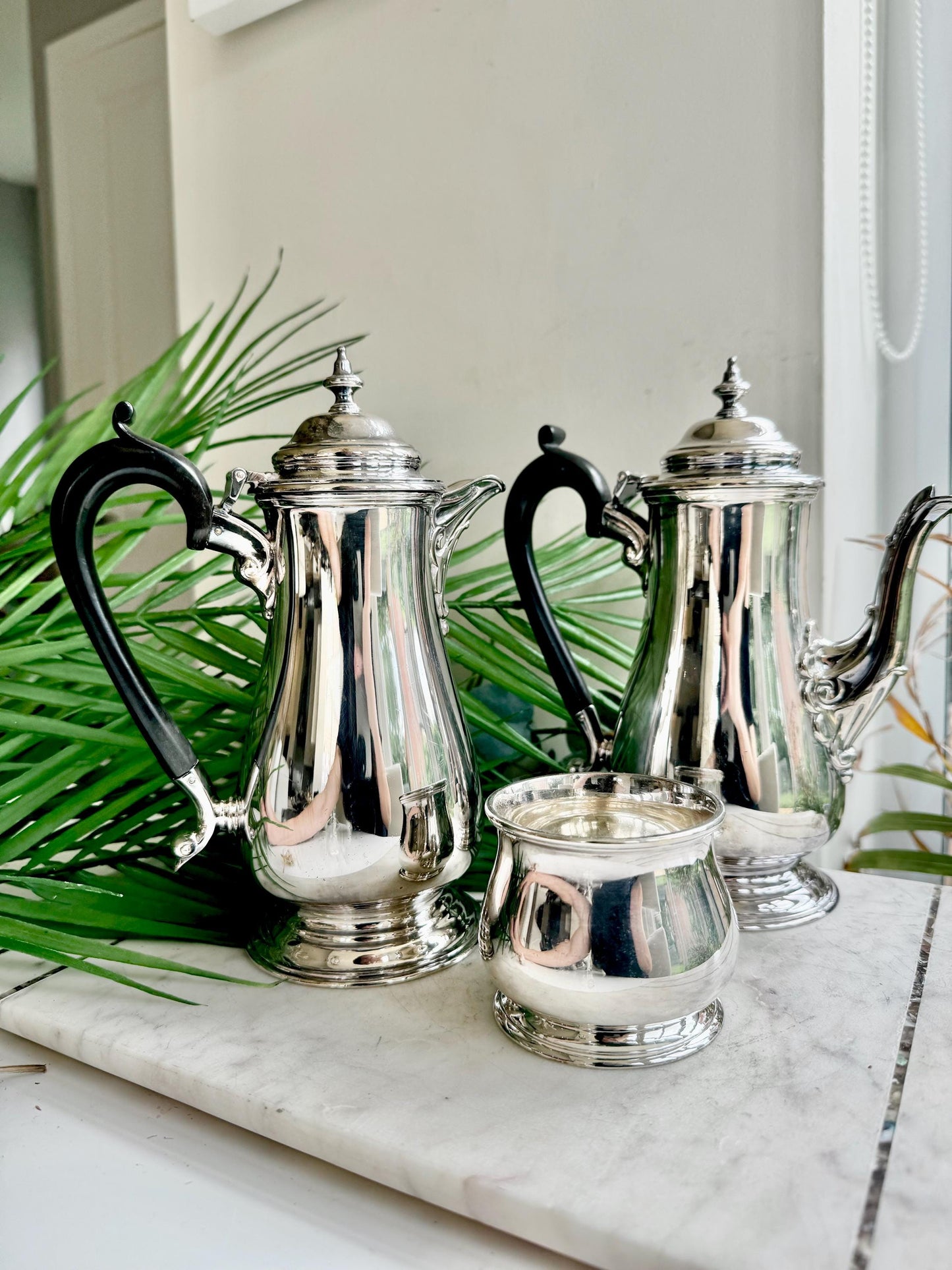 Vintage Walker & Hall Silver Plated Three-Piece Tea and Coffee Set – Made in England