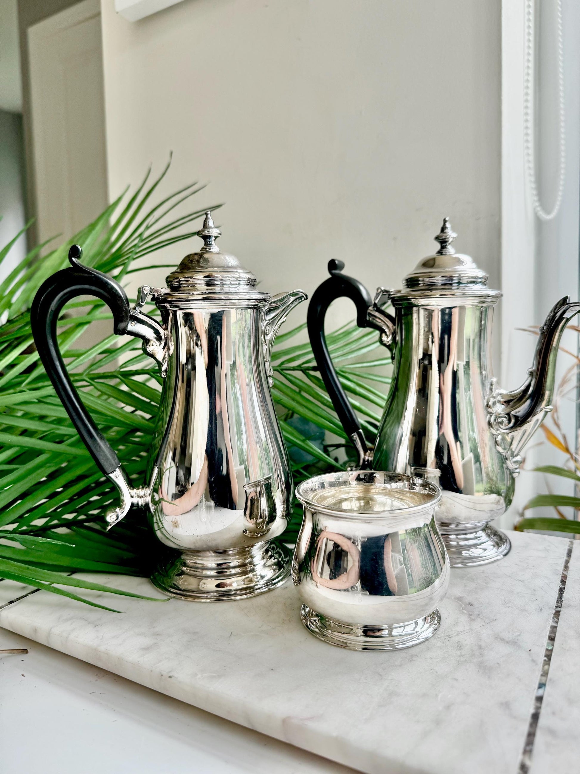 Vintage Walker & Hall Silver Plated Three-Piece Tea and Coffee Set – Made in England