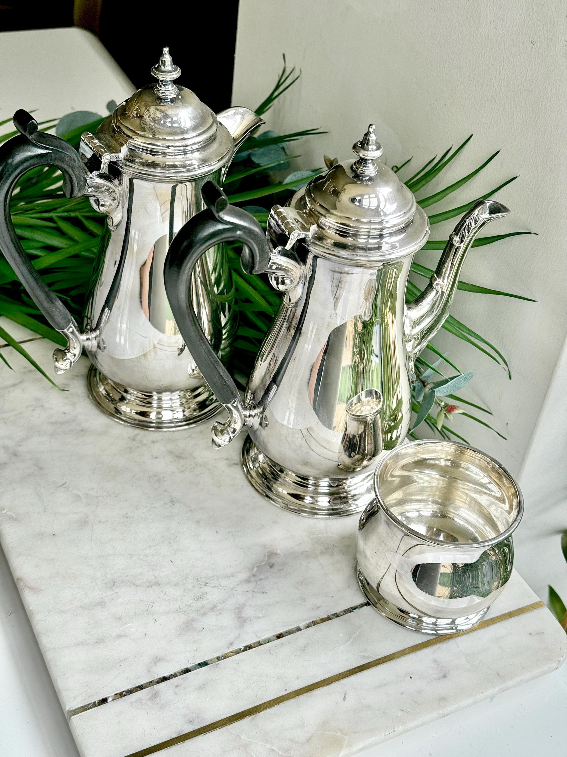 Vintage Walker & Hall Silver Plated Three-Piece Tea and Coffee Set – Made in England