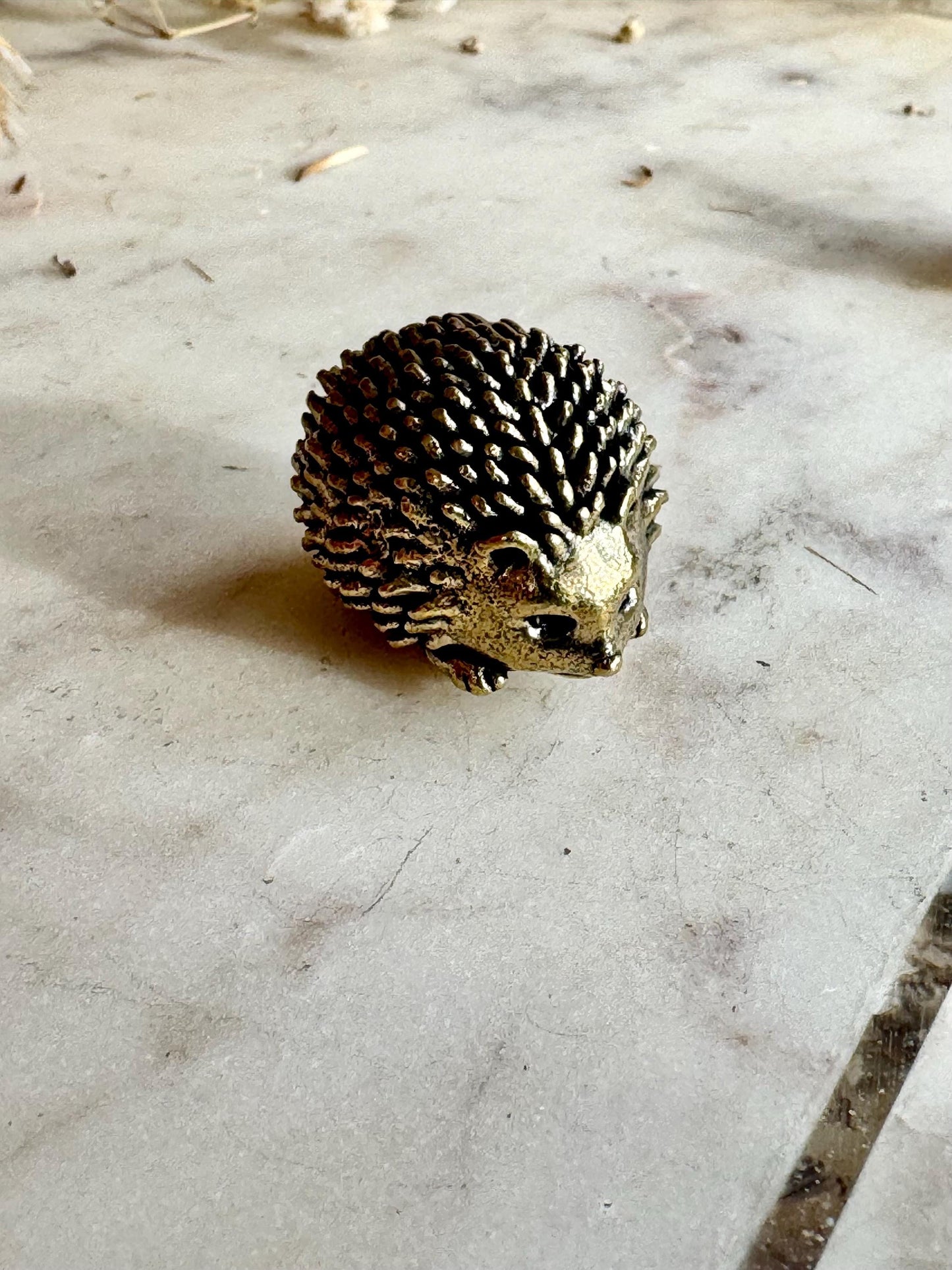 Cute Hedgehog miniature, solid brass hedgehog figurine, Forest animal, Little hedgehog statuette