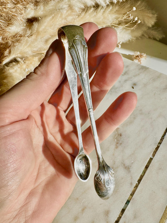 Antique Victorian Ornate Silver Sugar Tongs, Vintage Decorative Silver-plated Tea Party Accessory, Edwardian Tableware