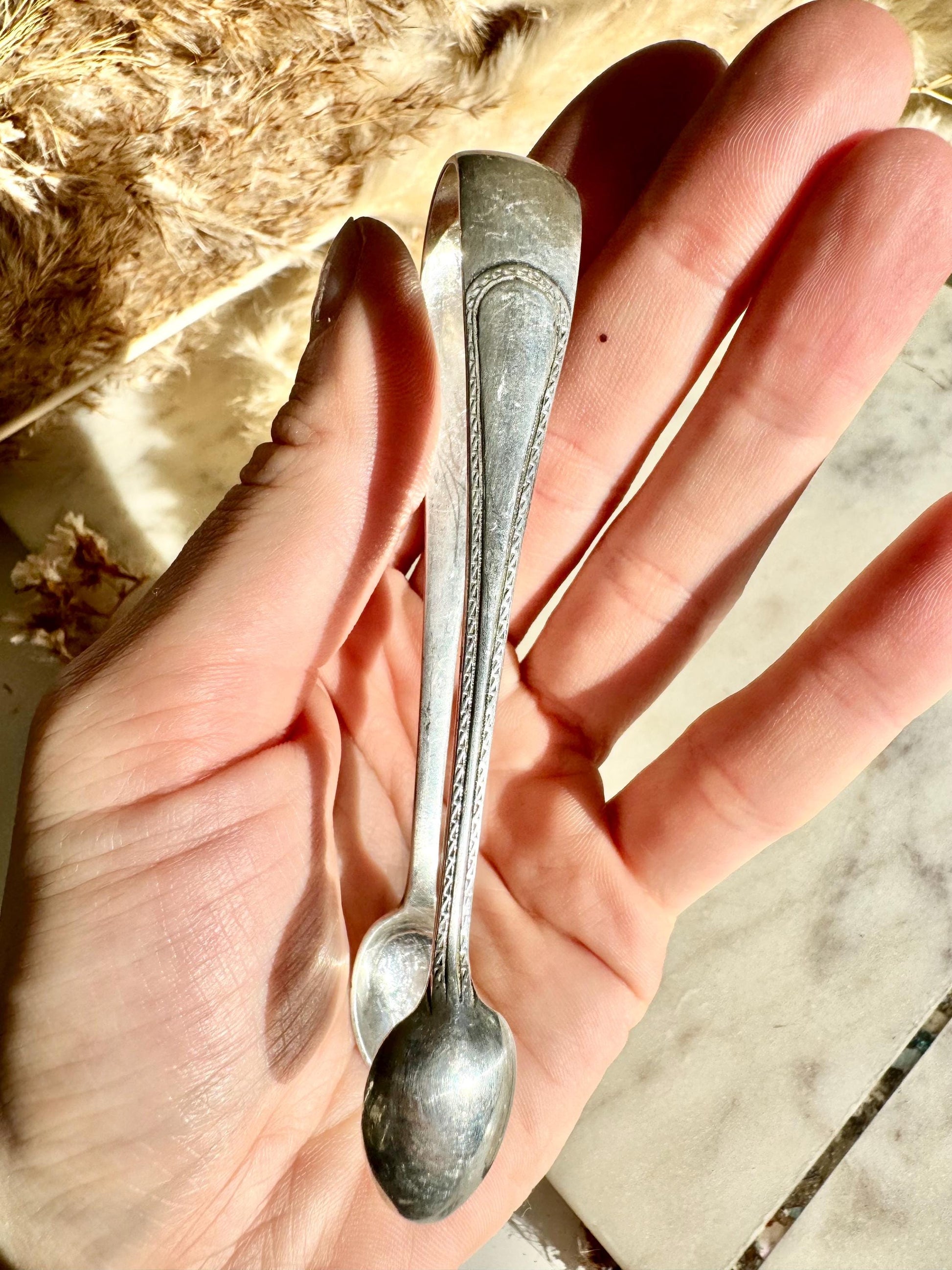 Vintage Silver Sugar Tongs, Ornate British Hallmarked Serving Utensil