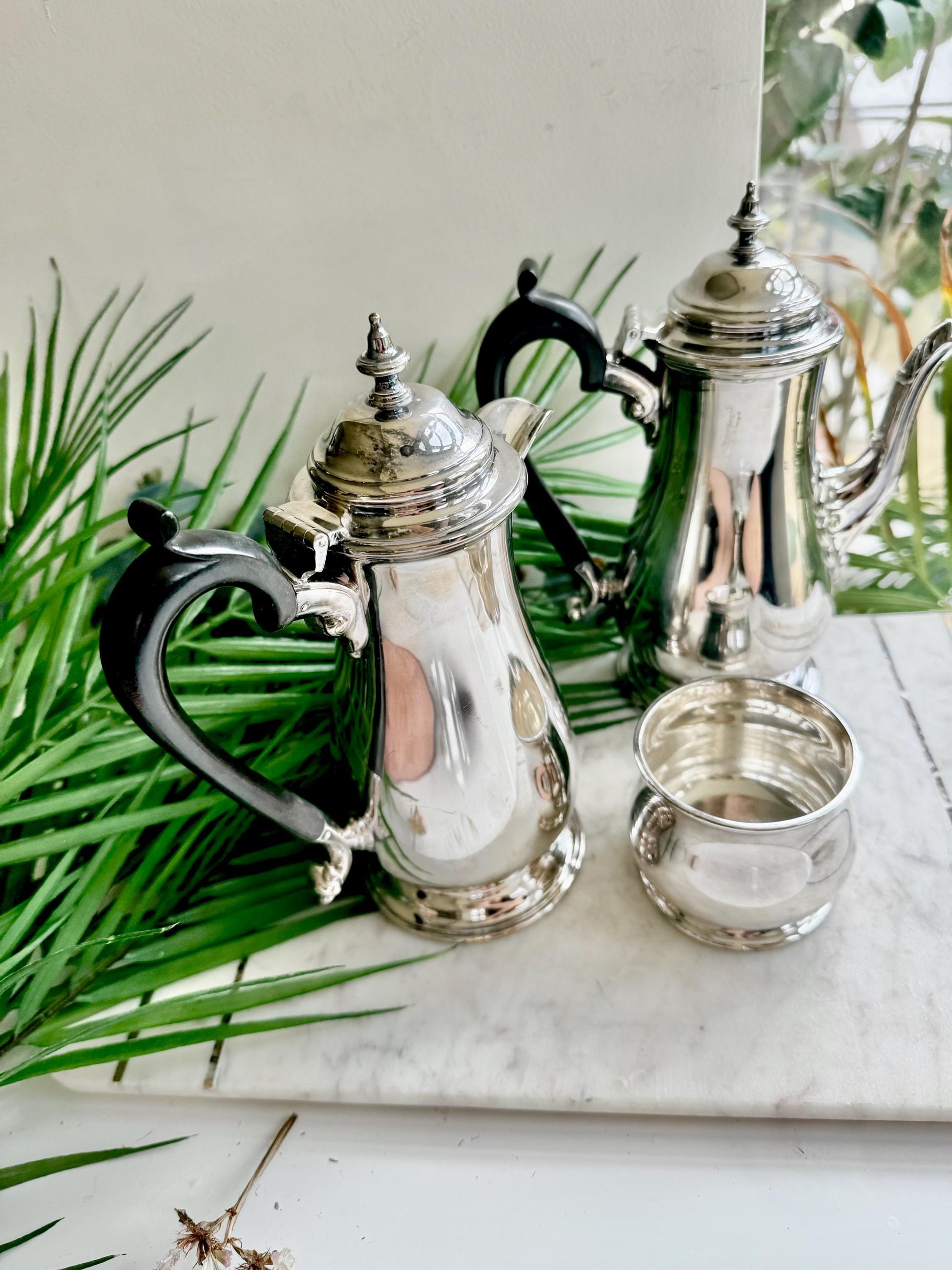 Vintage Walker & Hall Silver Plated Three-Piece Tea and Coffee Set – Made in England