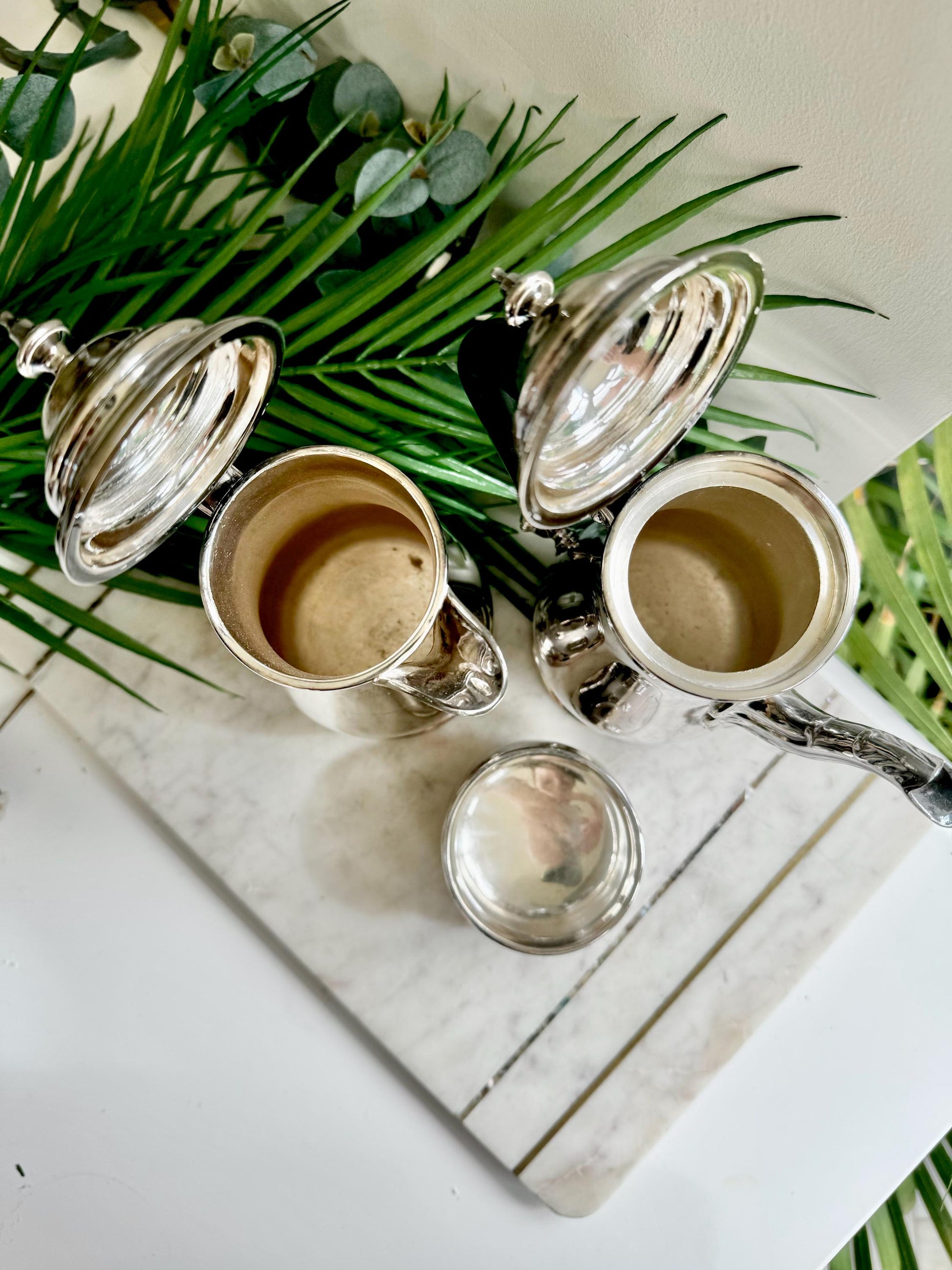 Vintage Walker & Hall Silver Plated Three-Piece Tea and Coffee Set – Made in England