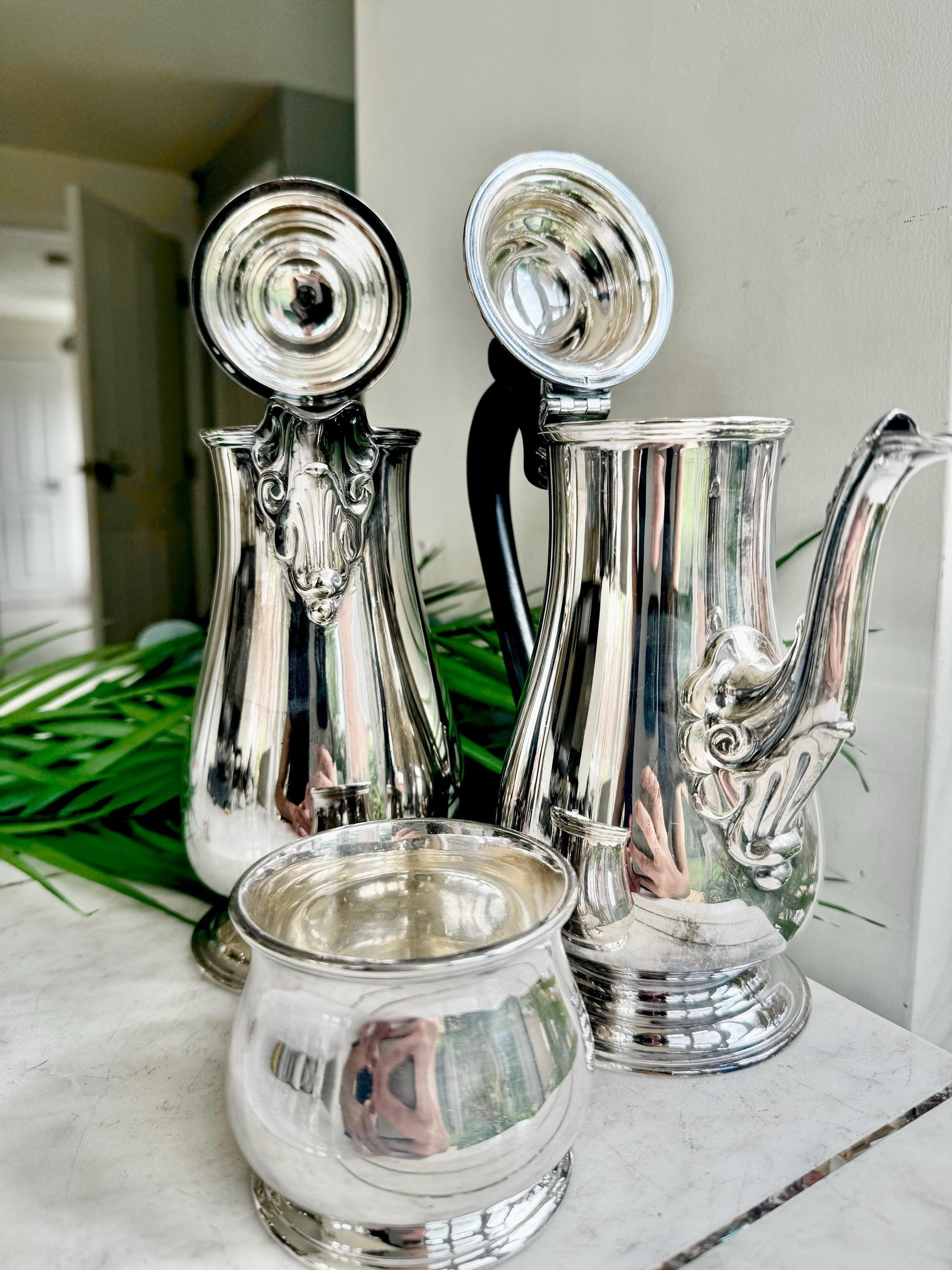 Vintage Walker & Hall Silver Plated Three-Piece Tea and Coffee Set – Made in England