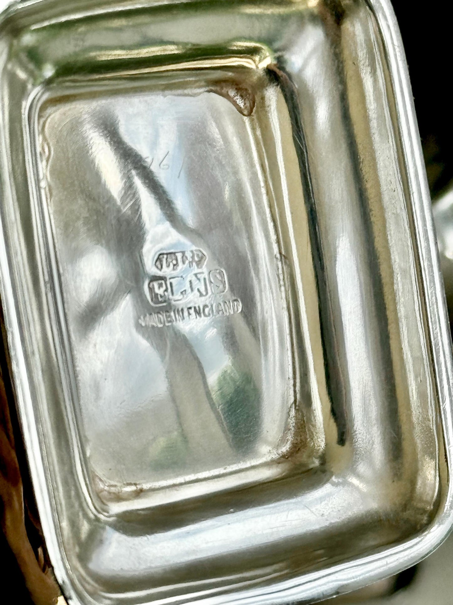 Vintage Silver-Plated Three-Piece Tea Set by ELJ, England (Art Deco Style)