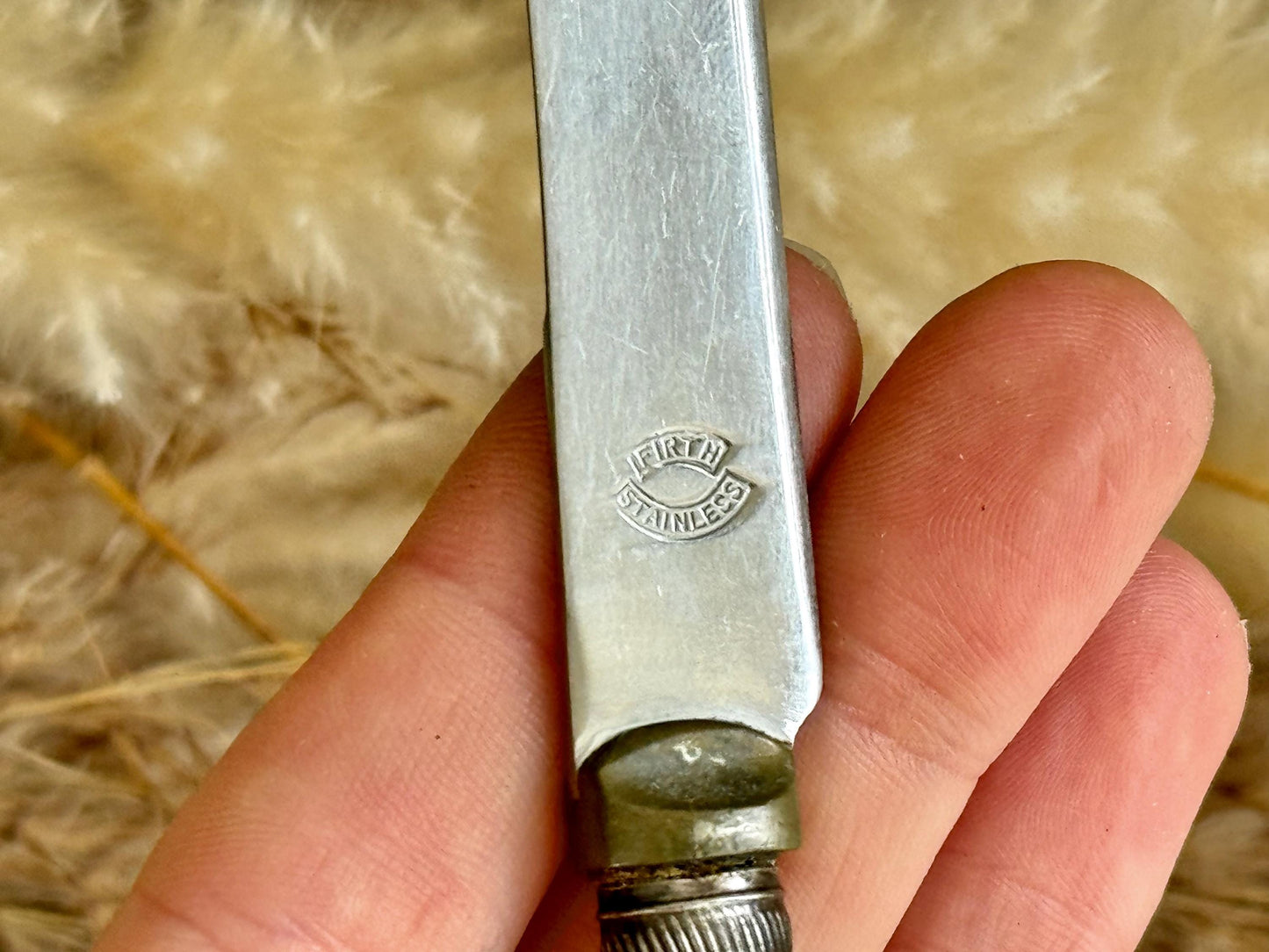English Set of Five Vintage Mother of Pearl Handled Butter Knives – Mixed Designs